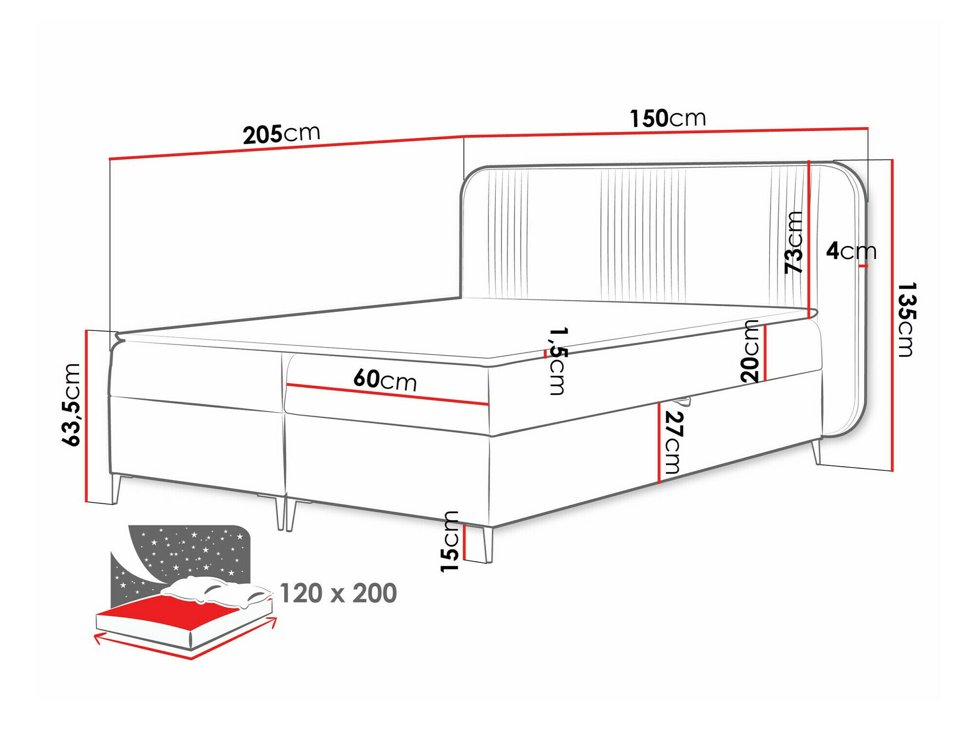 Boxspring krevet Sonus (Magic Velvet 2239)