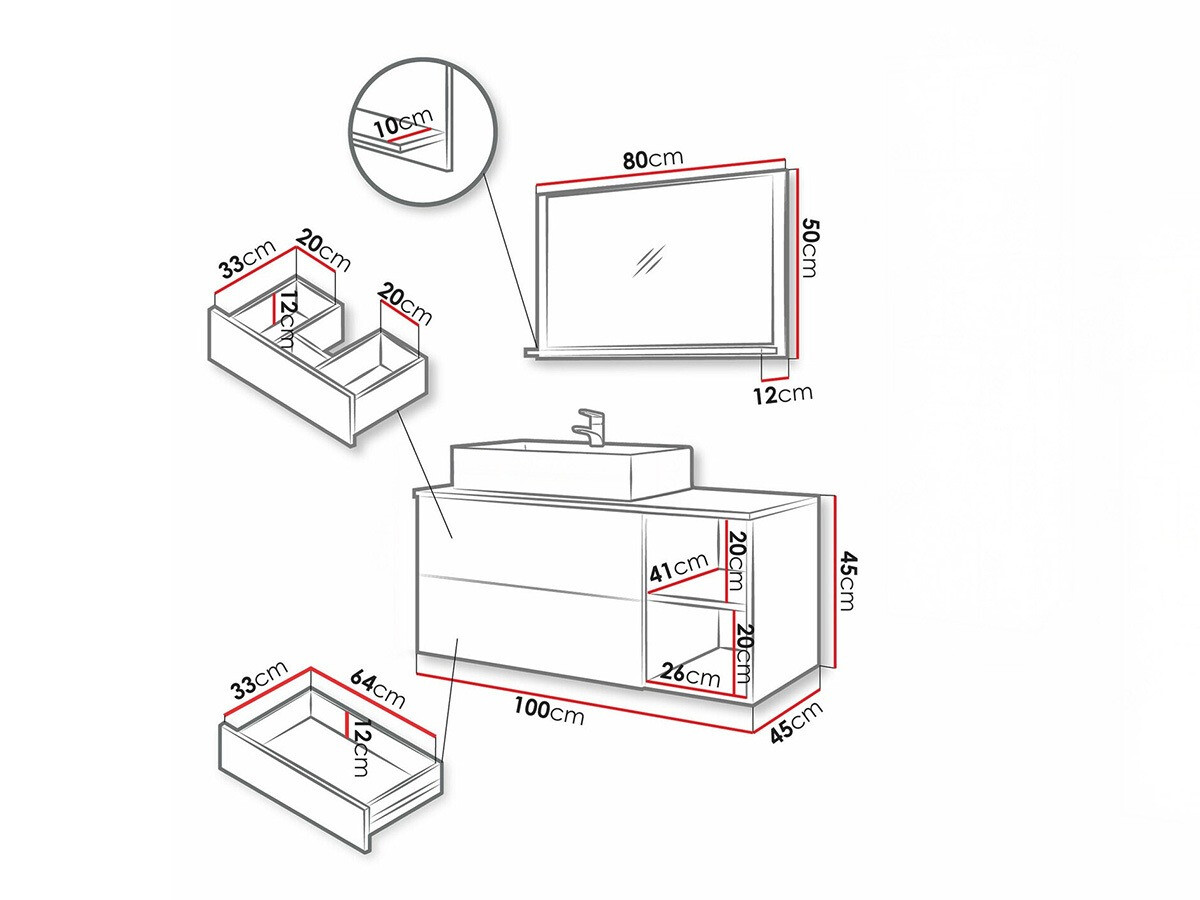 Set za kupatilo Nauta (Orah + Beli mermer)