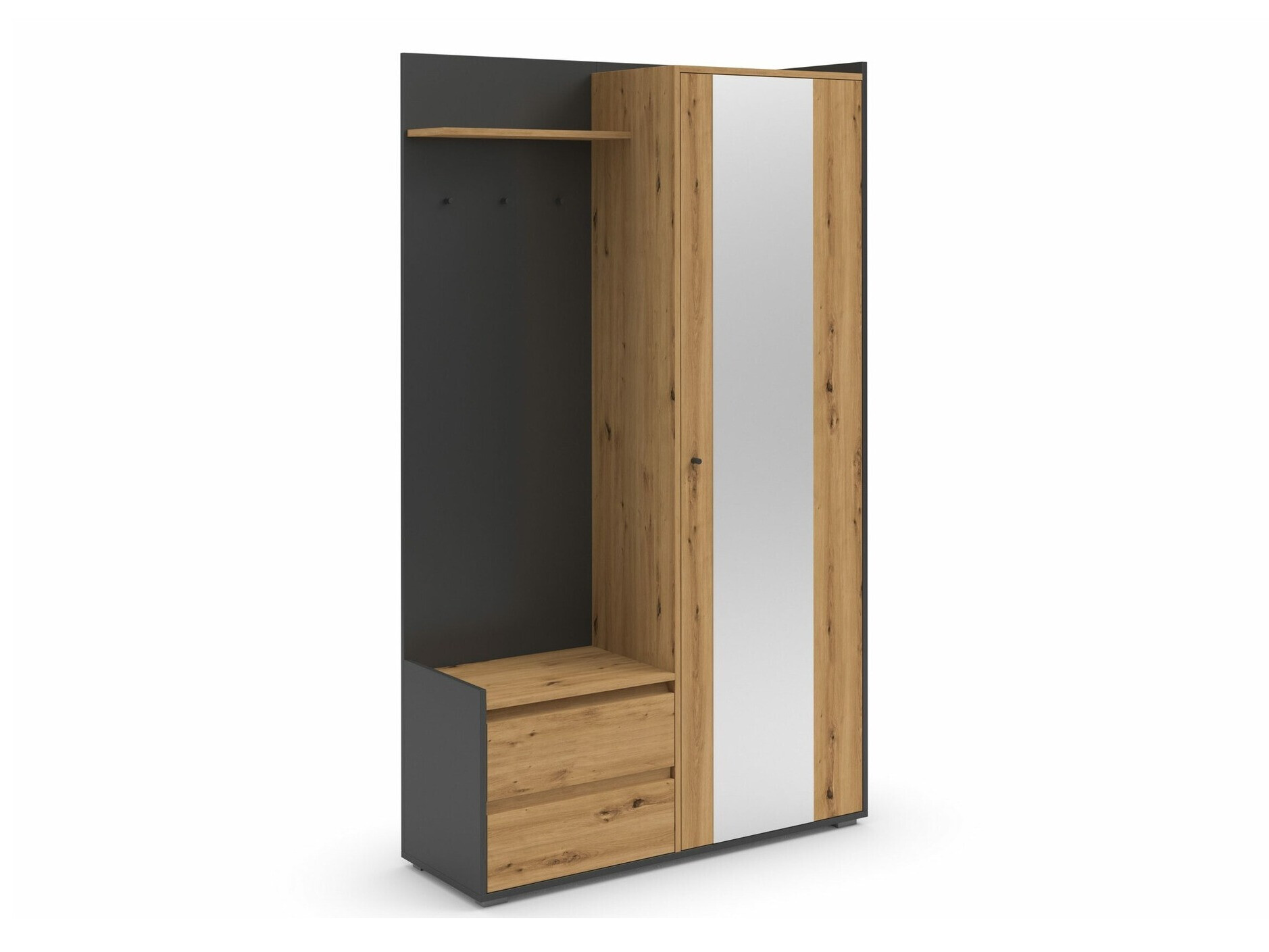 Set za hodnik Denton 1446 (Antracit + Hrast)