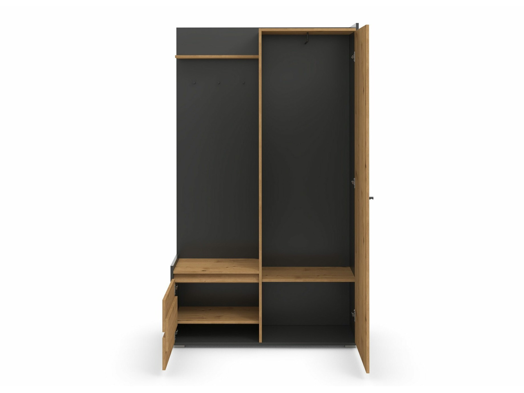 Set za hodnik Denton 1446 (Antracit + Hrast)