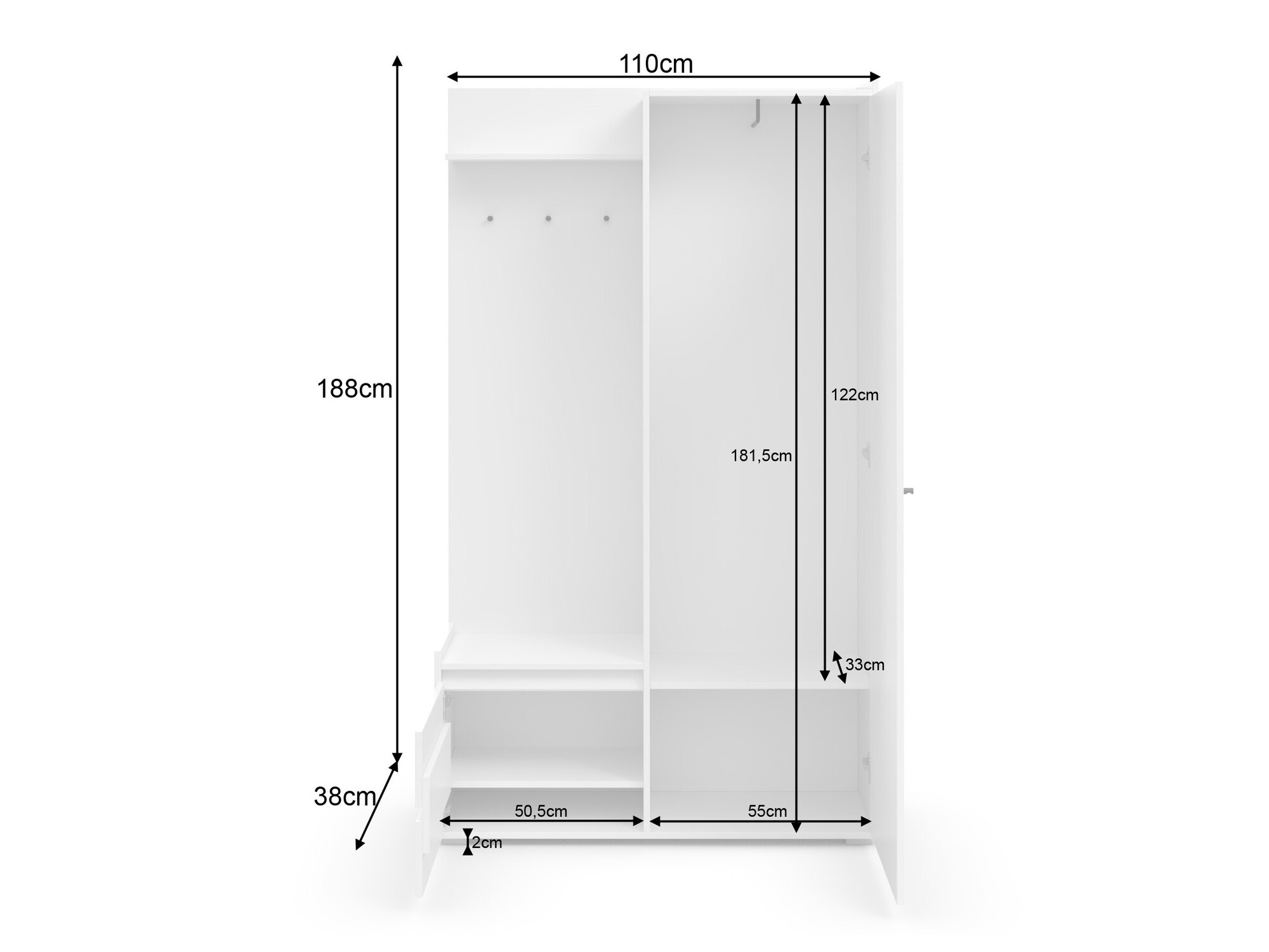 Set za hodnik Denton 1446 (Antracit + Hrast)