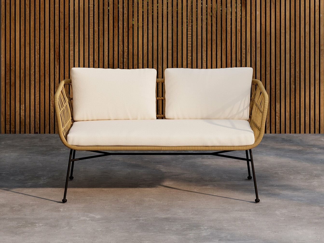 Baštenska sofa Dallas 5187 (Svetlo drvo + Bež)