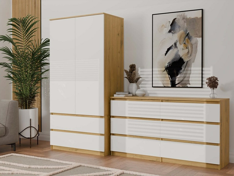 Komoda Elbvelu 102 (Zanatski hrast + Belo)