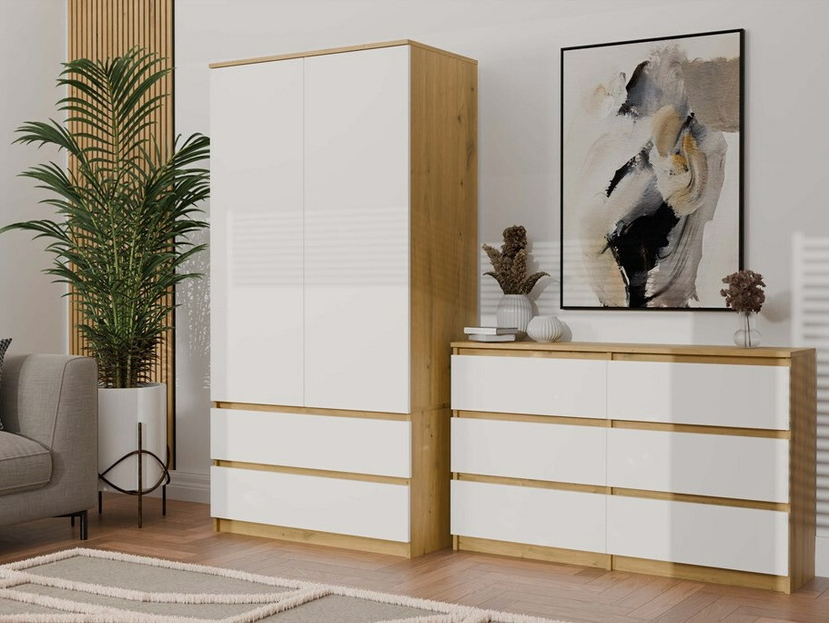 Komoda Elbvelu 103 (Zanatski hrast + Belo)