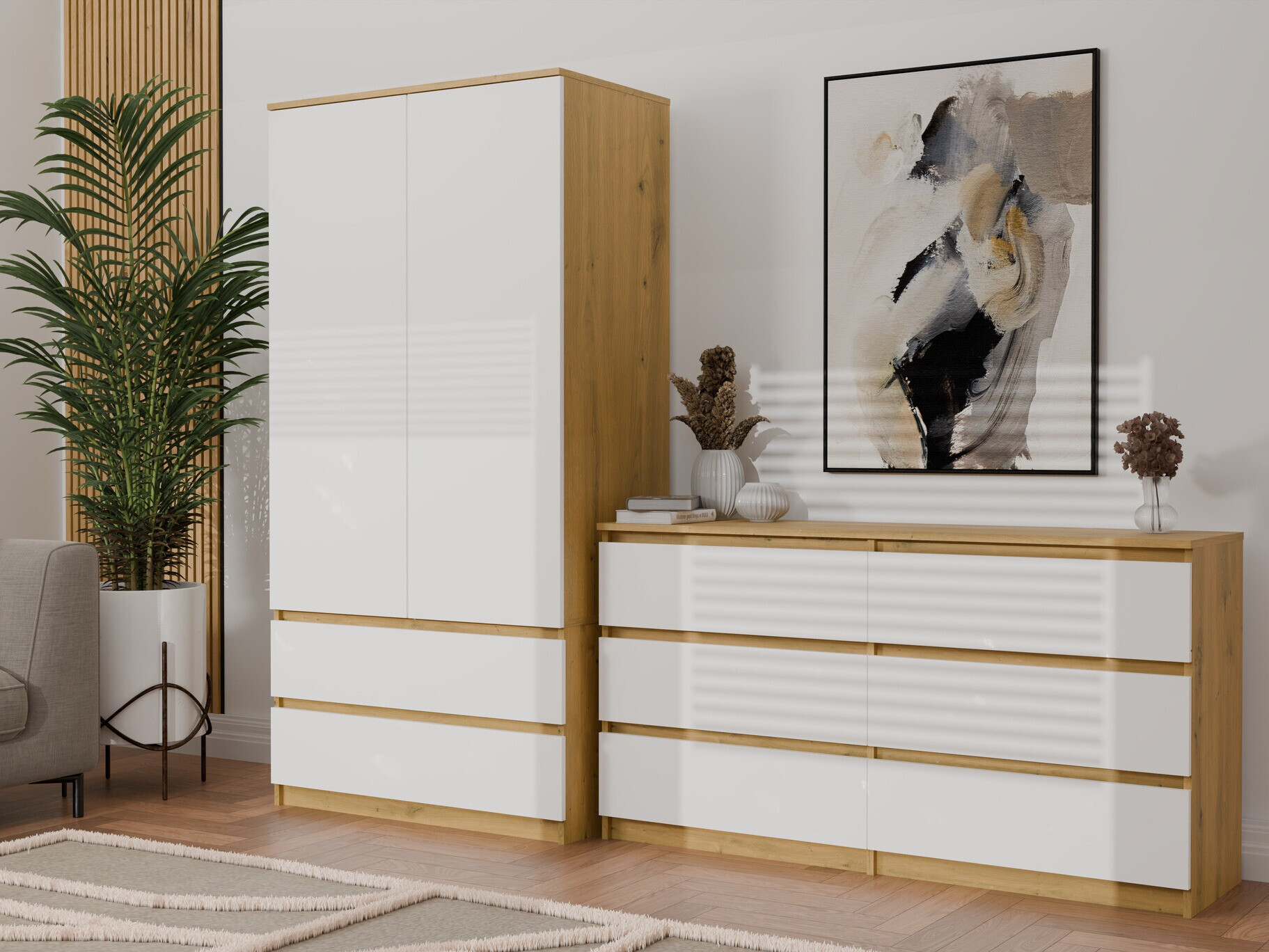 Ormar Elbvelu 116 (Zanatski hrast + Belo)