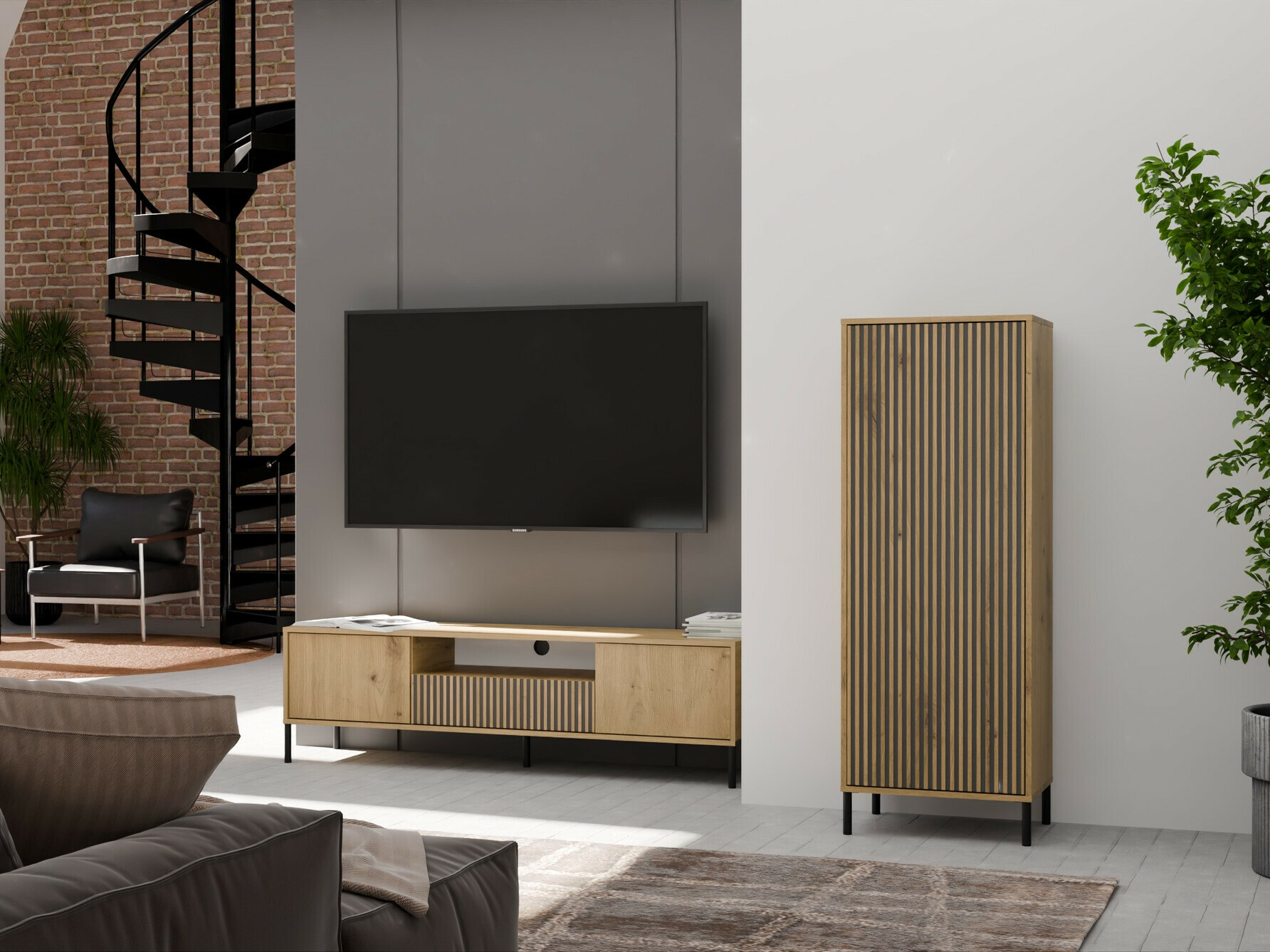 Polica Orlsone 101 (Zanatski hrast + Crno)