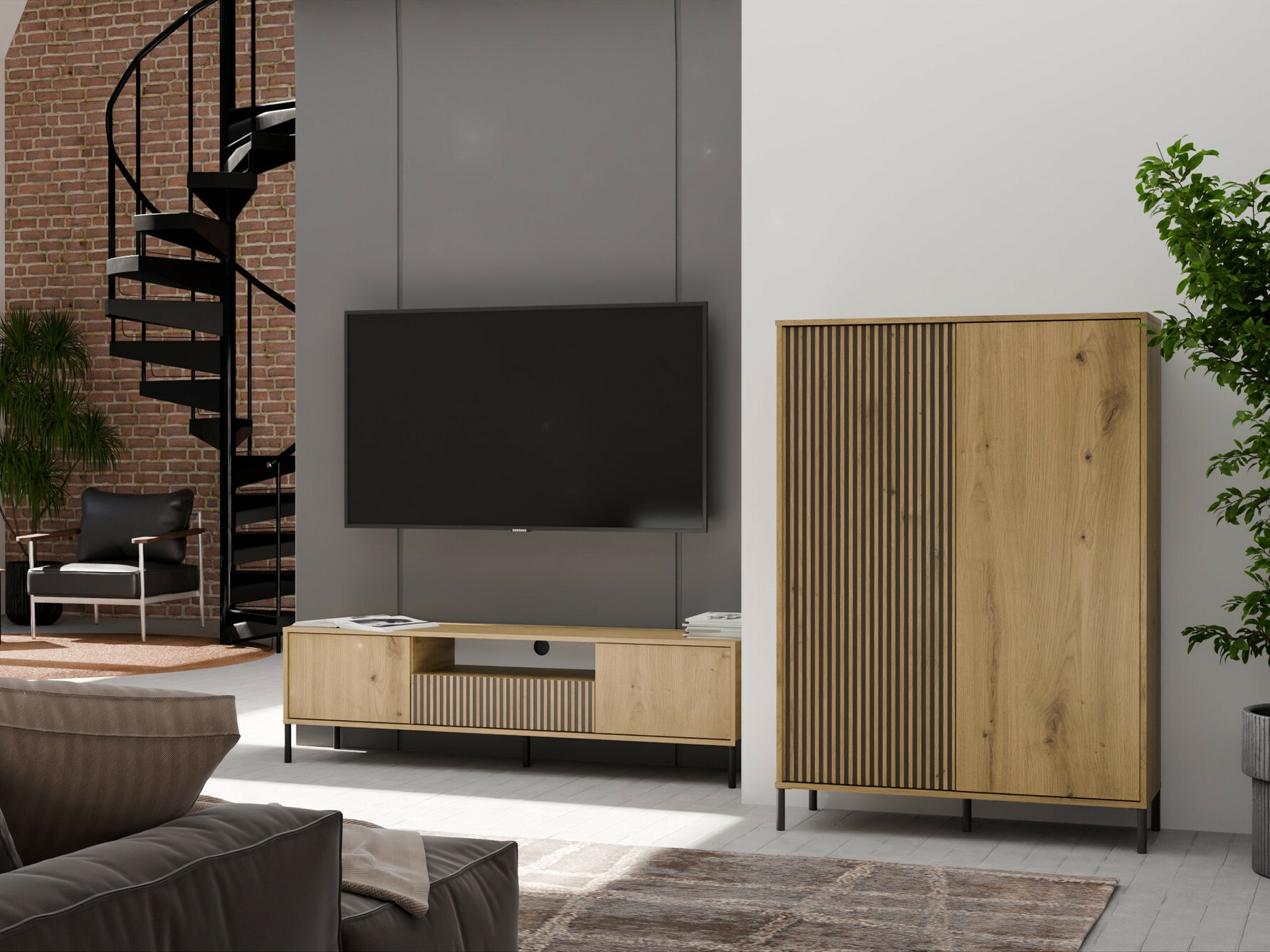 Polica Orlsone 102 (Zanatski hrast + Crno)