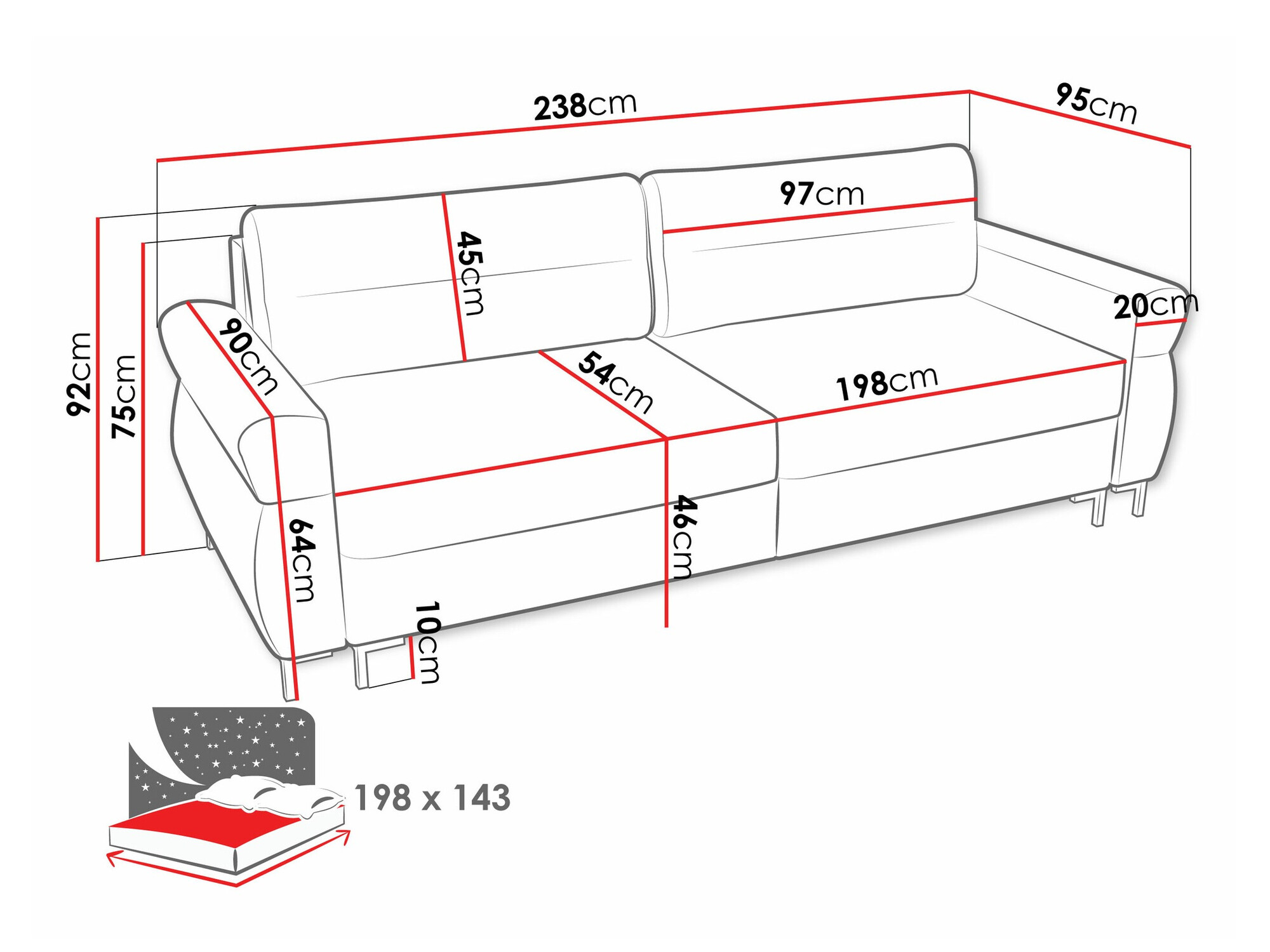 Sofa na razvlačenje Stonecrest 104 (Sierra 746)