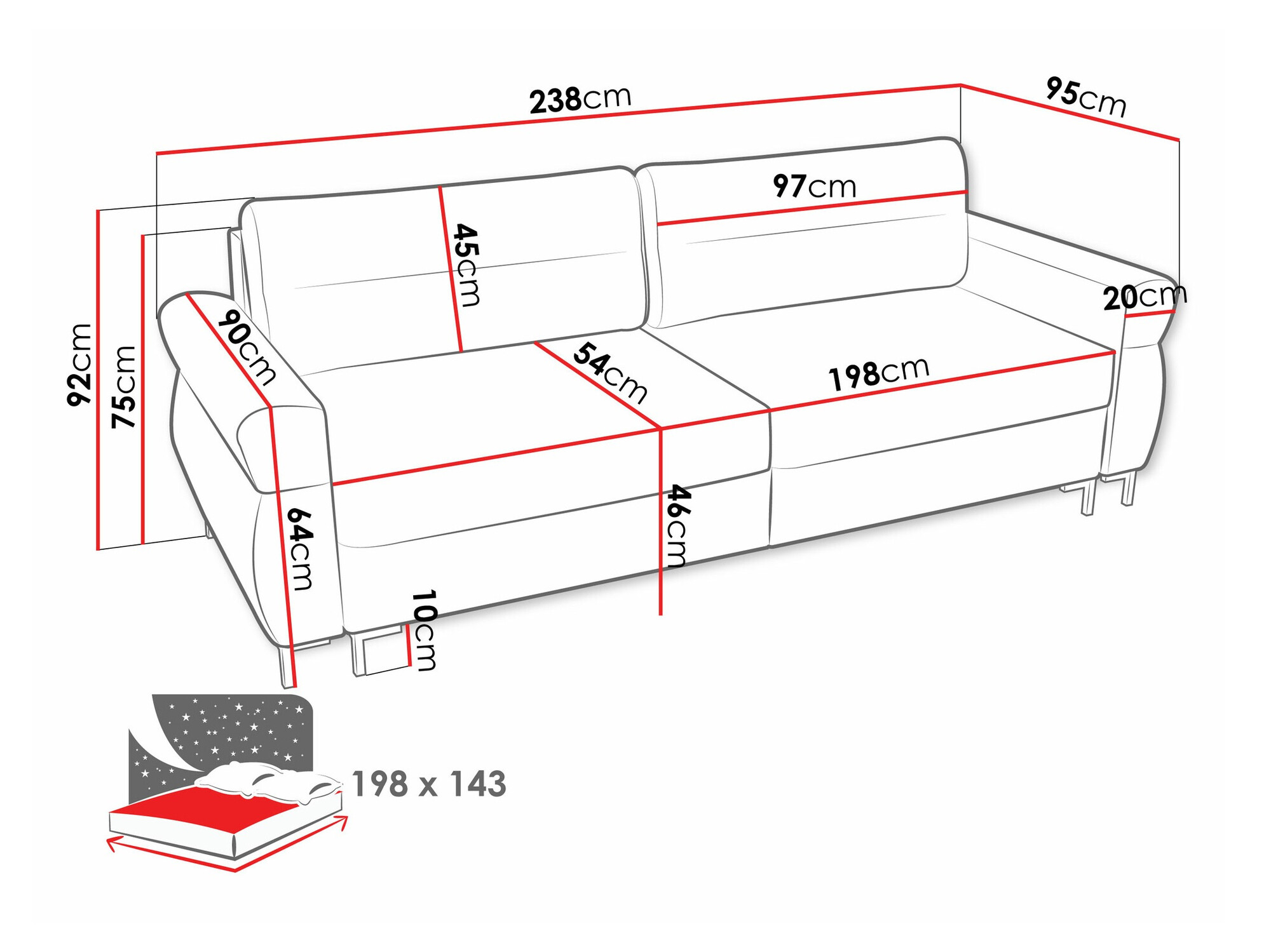 Sofa na razvlačenje Stonecrest 104 (Sierra 751)