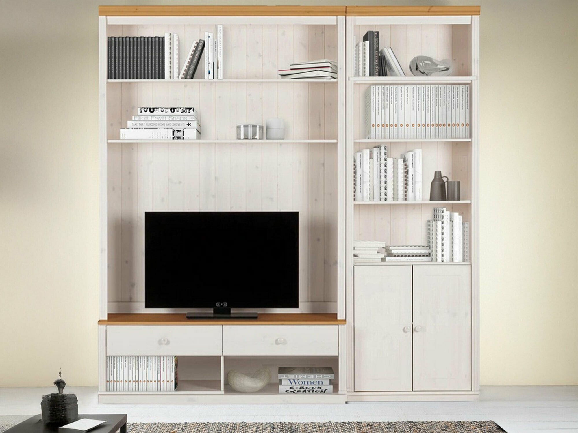 Set za dnevnu sobu Saltoro 105 (Belo + Medeni hrast)