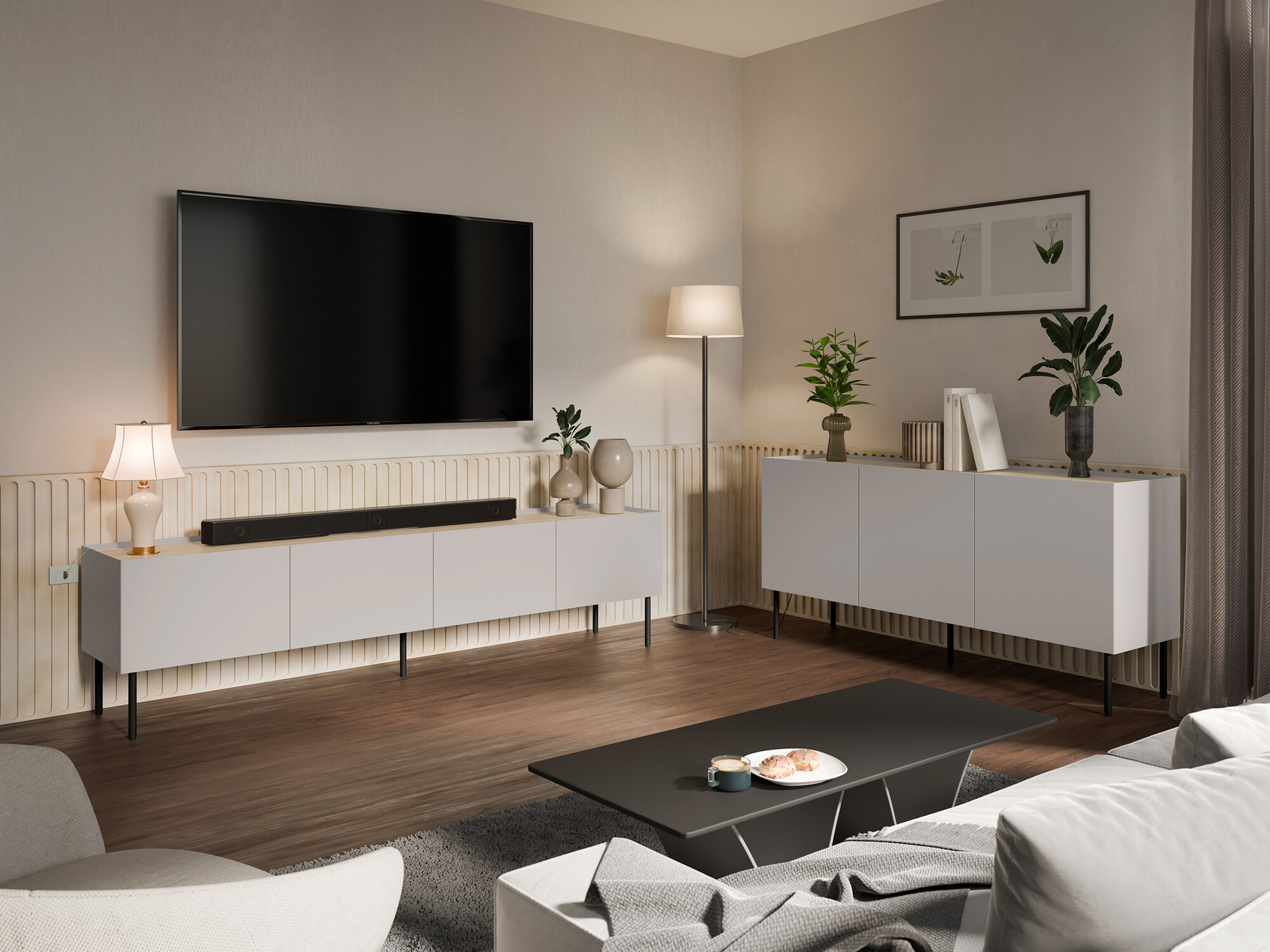 Set za dnevnu sobu Melbela 109 (Kašmir + Hrast)