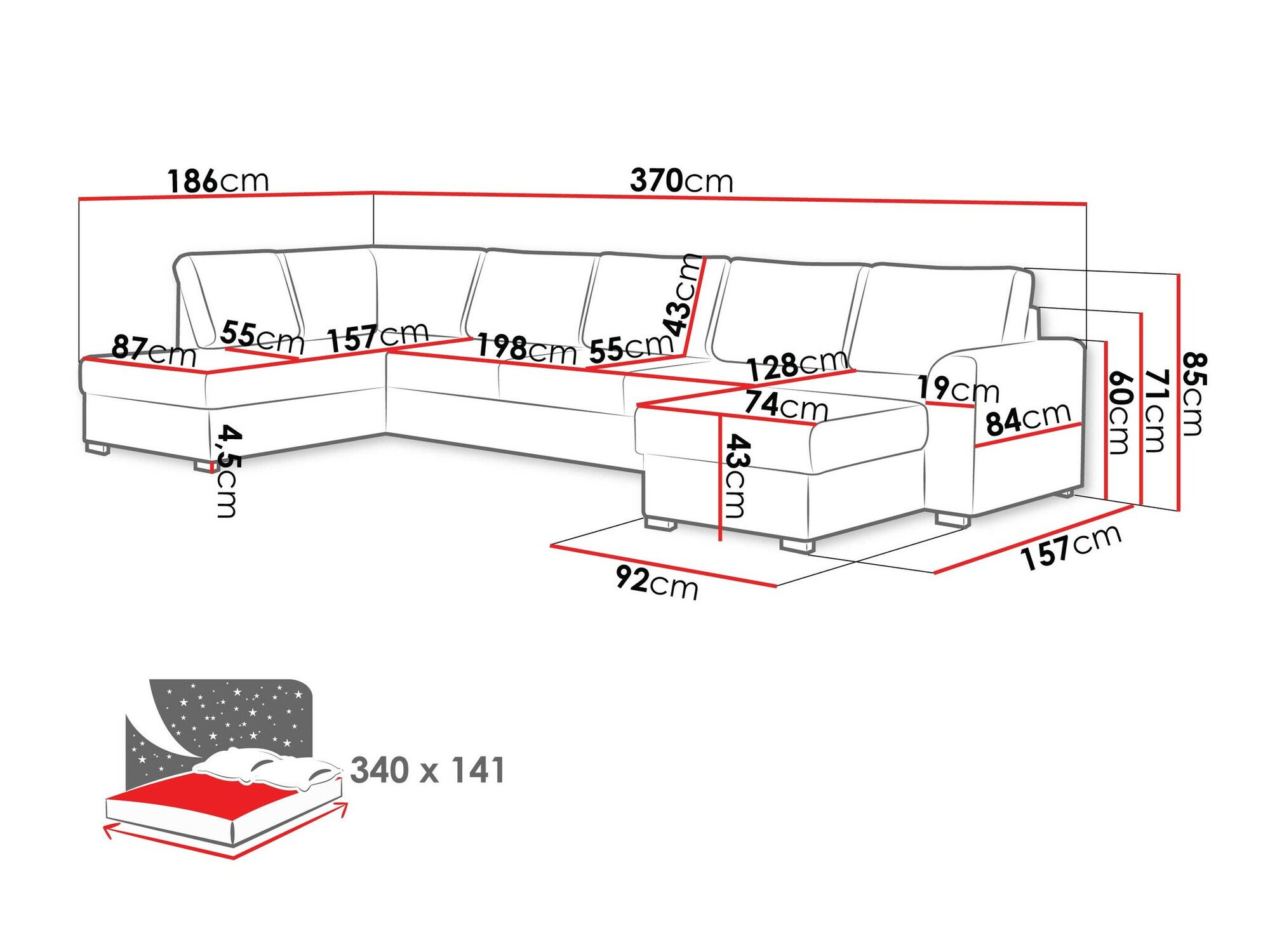 Ugaona sofa Comfivo 191 (Coral 45)