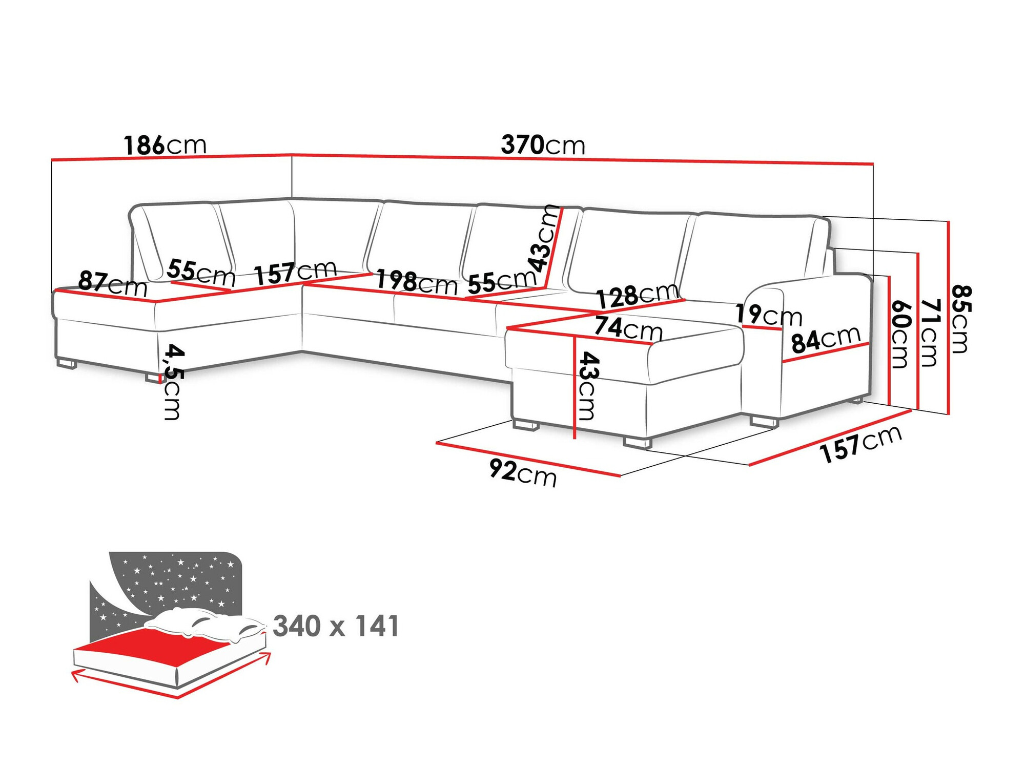 Ugaona sofa Comfivo 191 (Coral 55)