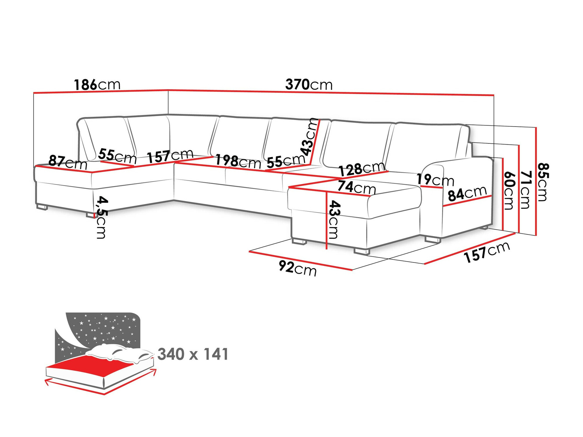 Ugaona sofa Comfivo 191 (Flow 22)