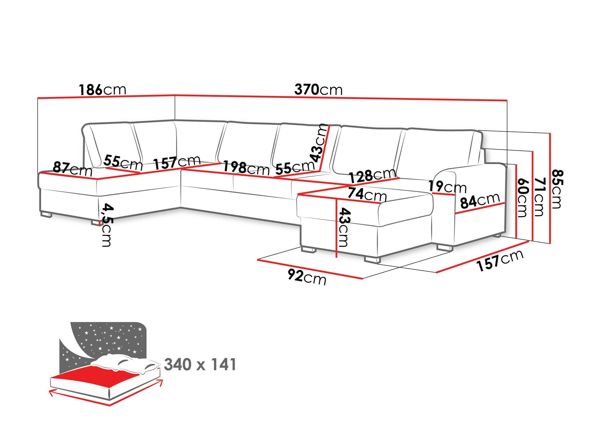 Ugaona sofa Comfivo 191 (Flow 22)