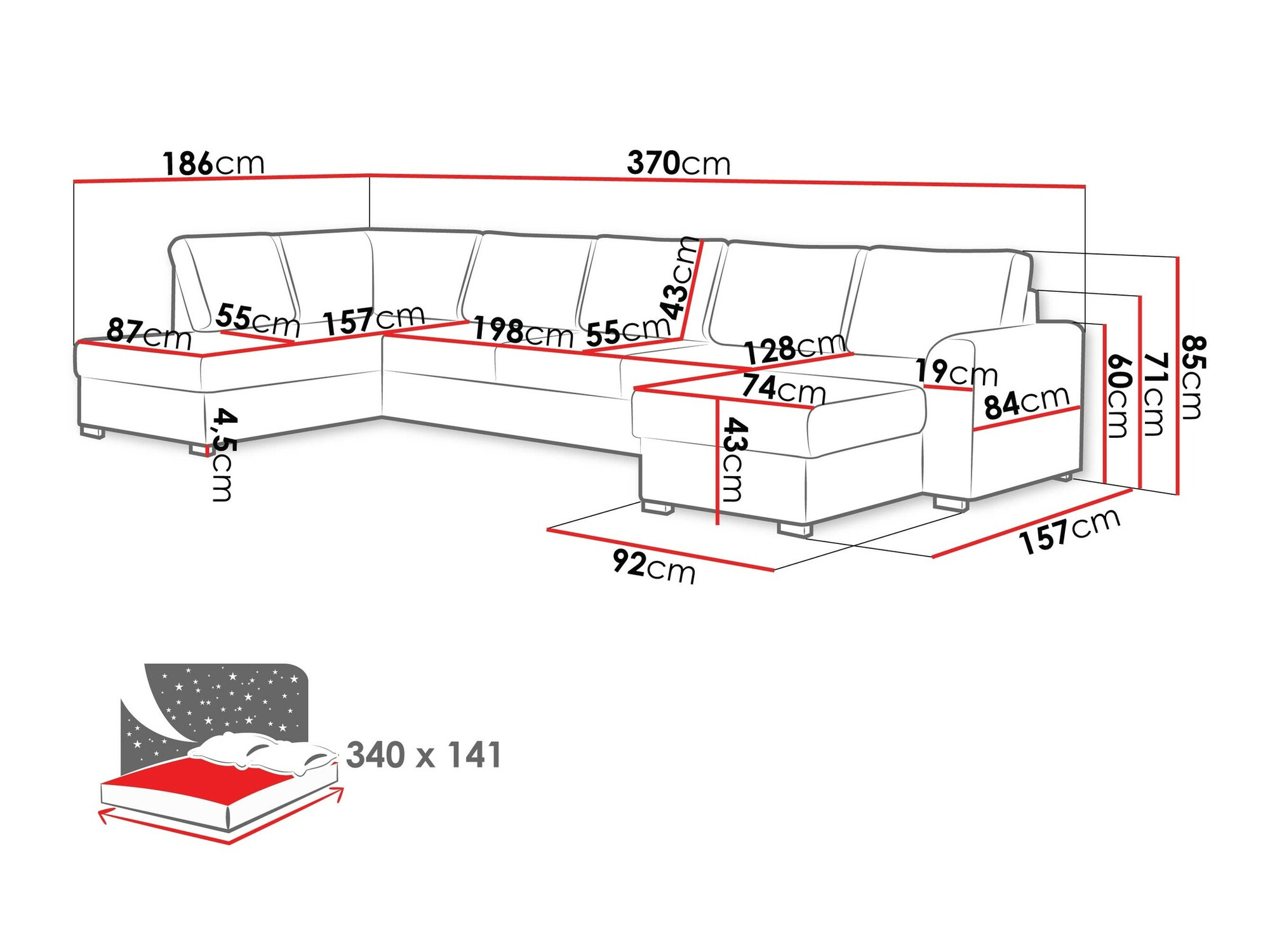 Ugaona sofa Comfivo 191 (Magic Velvet 2217)