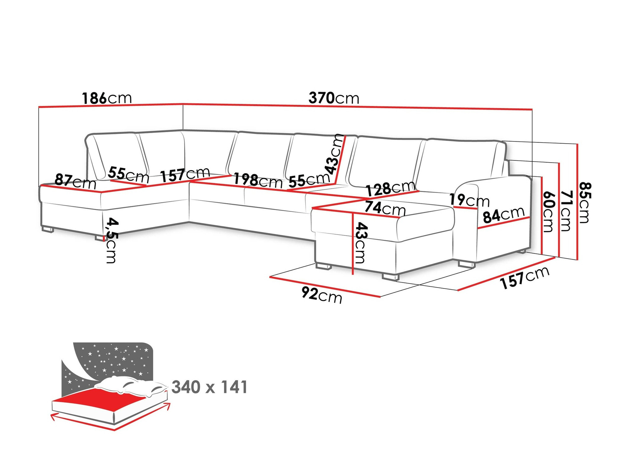 Ugaona sofa Comfivo 191 (Magic Velvet 2217)