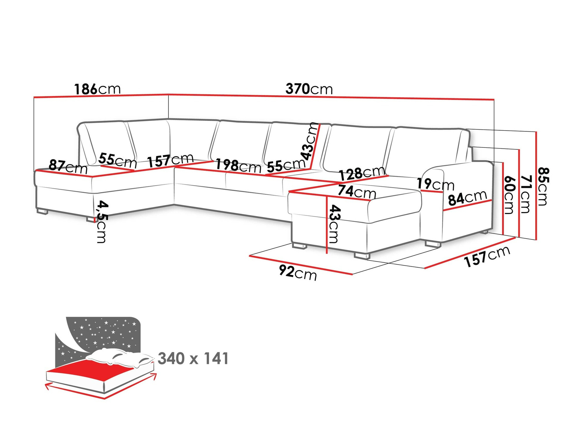 Ugaona sofa Comfivo 191 (Soft 017 + Lux 06)