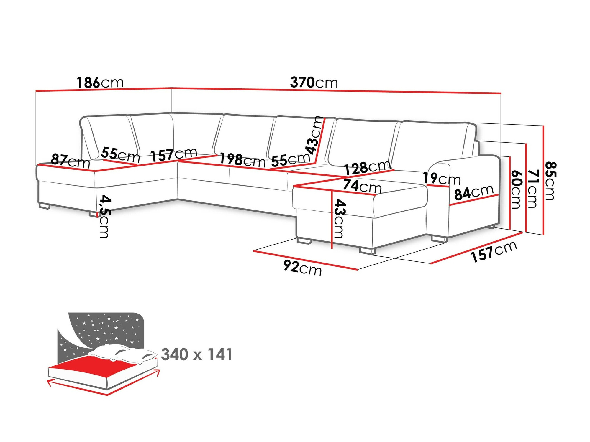 Ugaona sofa Comfivo 191 (Twist 23)