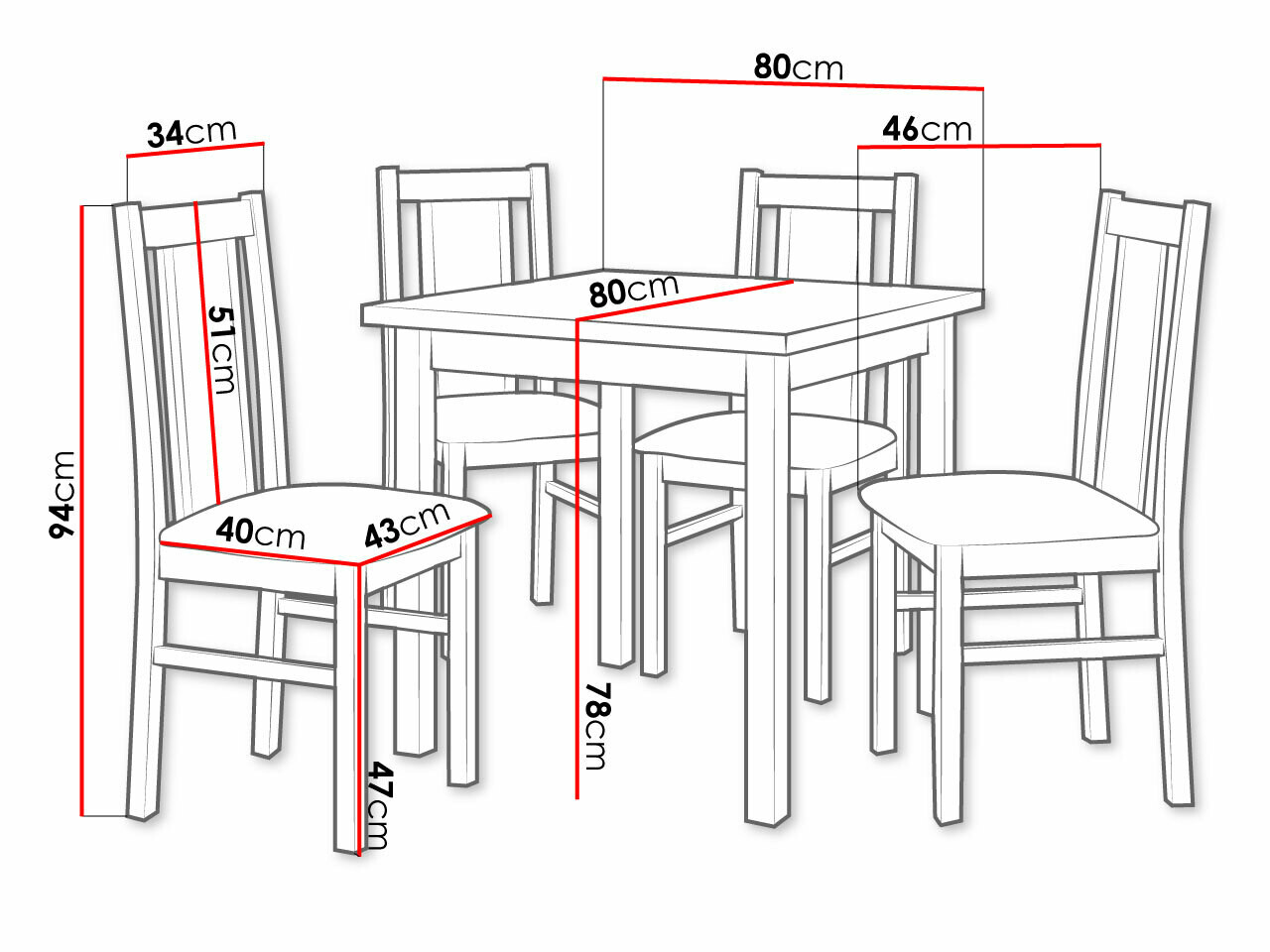 Trpezarijski set Victorville 279 (Belo)