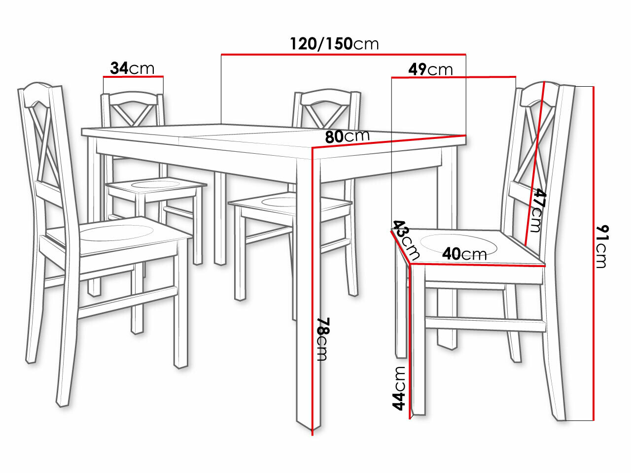 Trpezarijski set Victorville 281 (Belo + Unuk hrast)