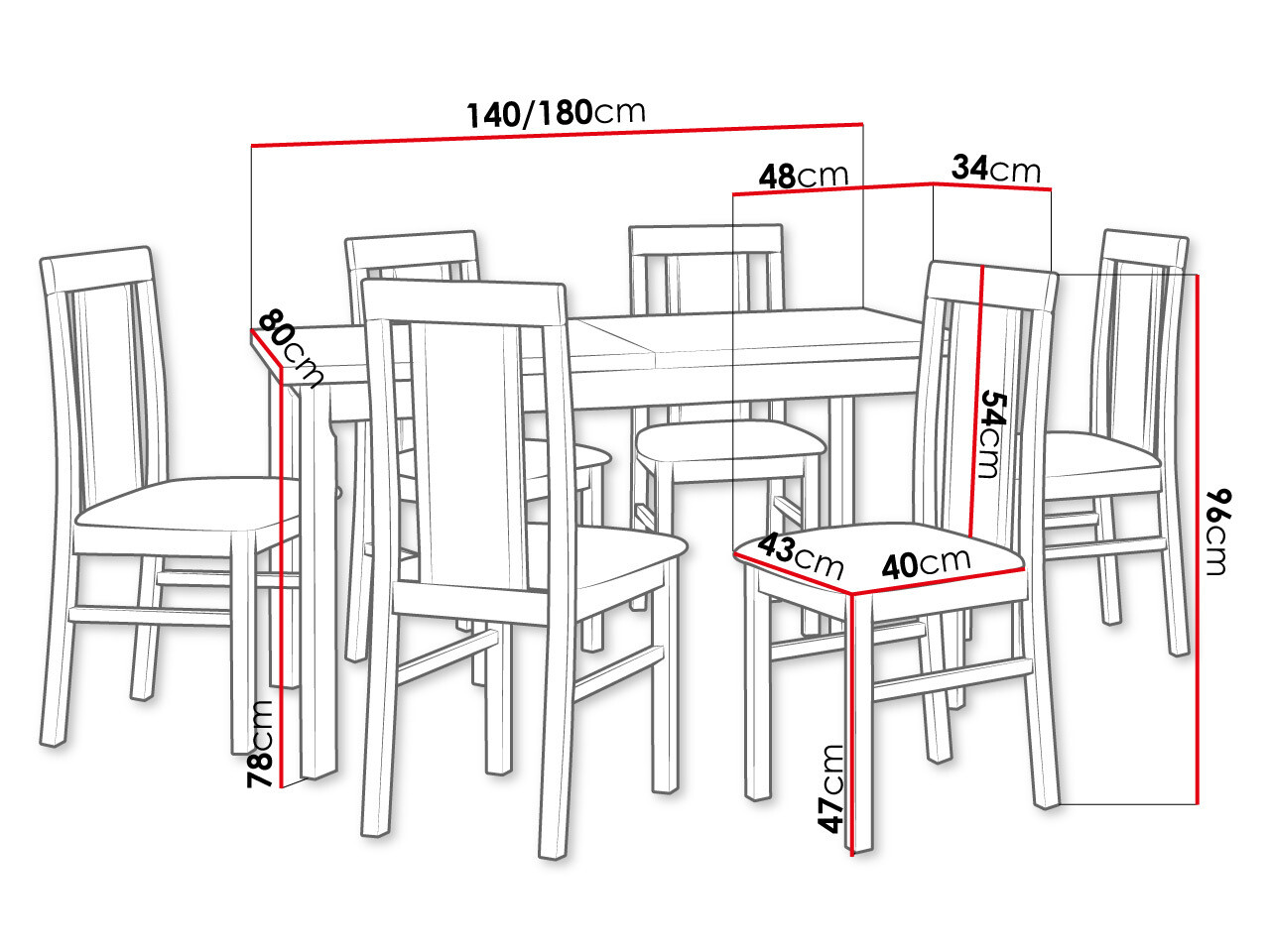 Trpezarijski set Victorville 293 (Belo)