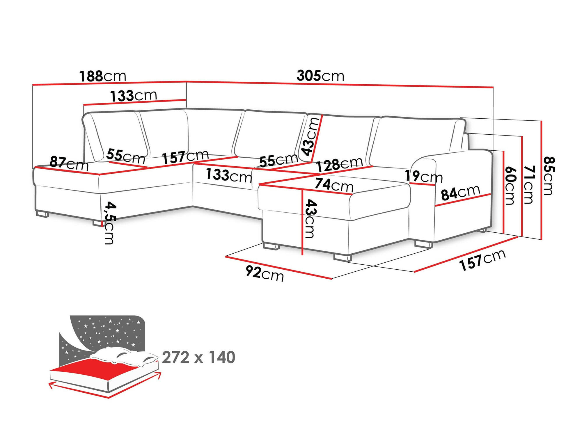 Ugaona sofa Comfivo 189 (Flow 22)
