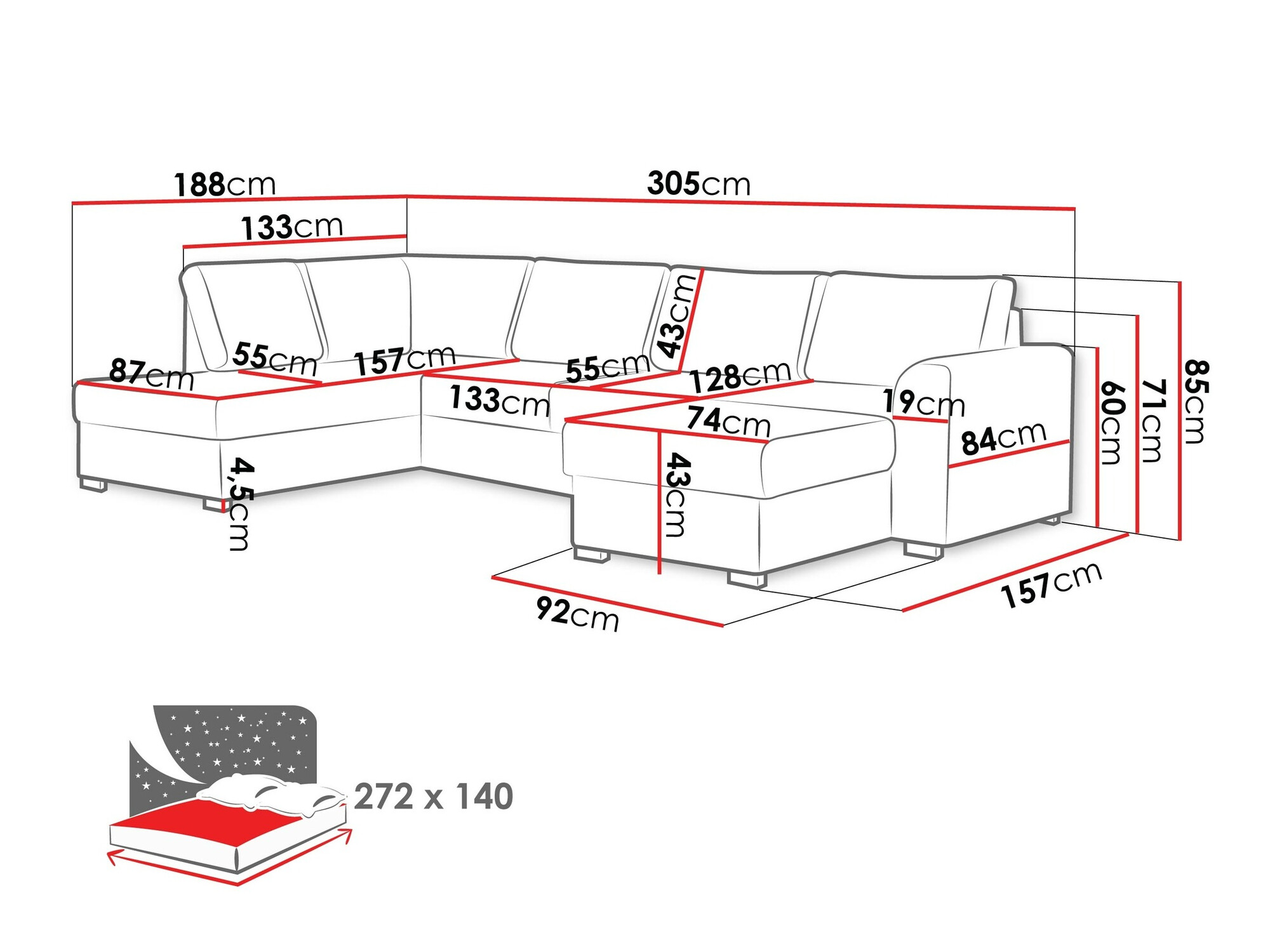 Ugaona sofa Comfivo 189 (Magic Velvet 2219 + Venus Velvet 2926)