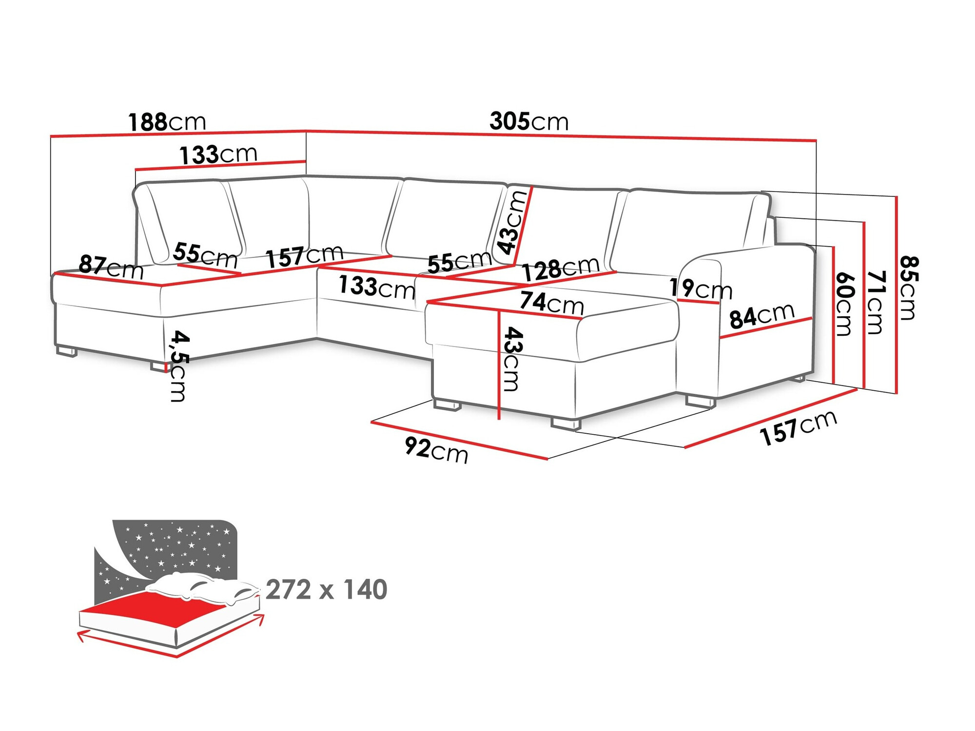 Ugaona sofa Comfivo 189 (Soft 011 + Majorka 03)