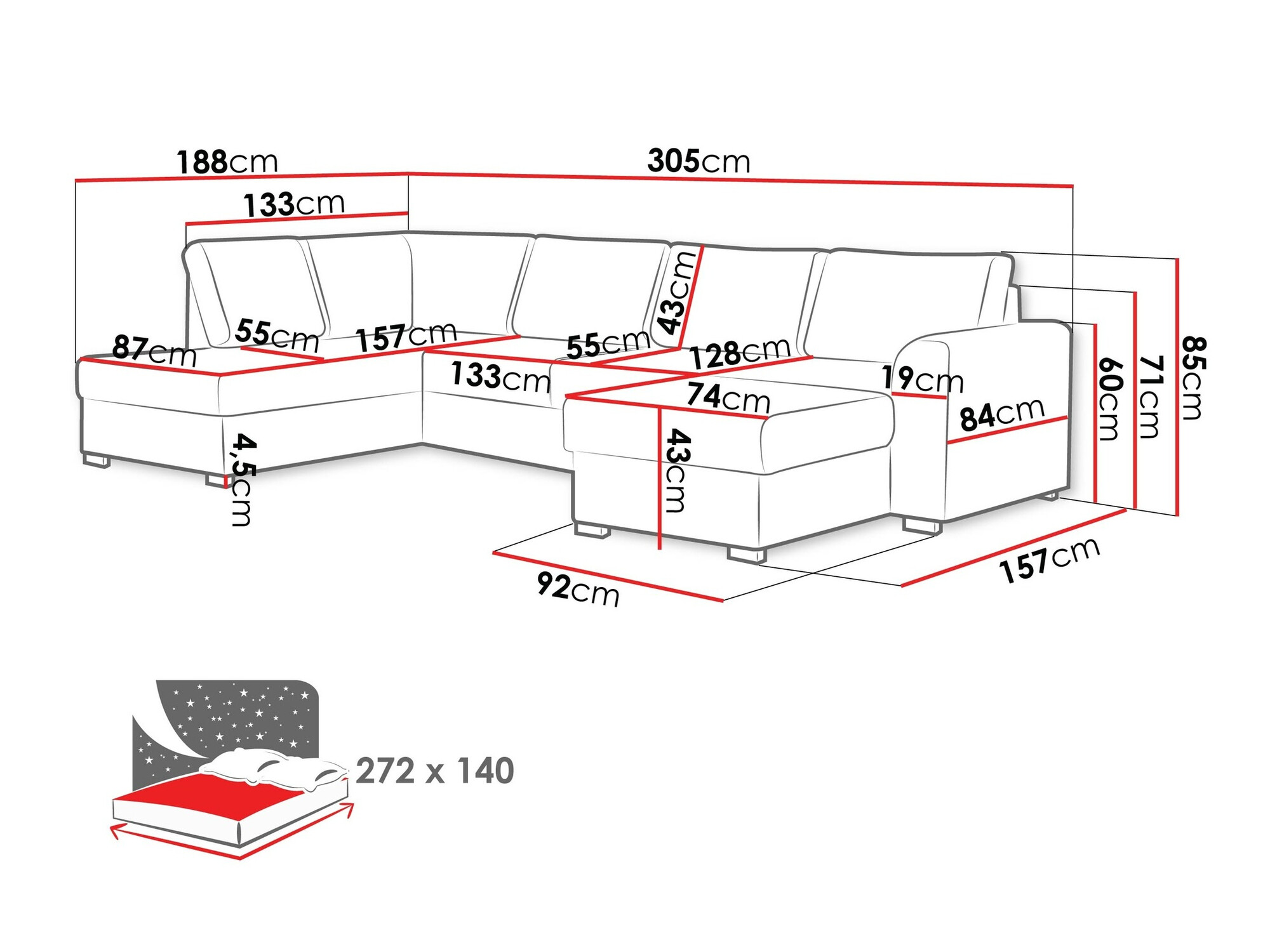 Ugaona sofa Comfivo 189 (Soft 017 + Lux 06)