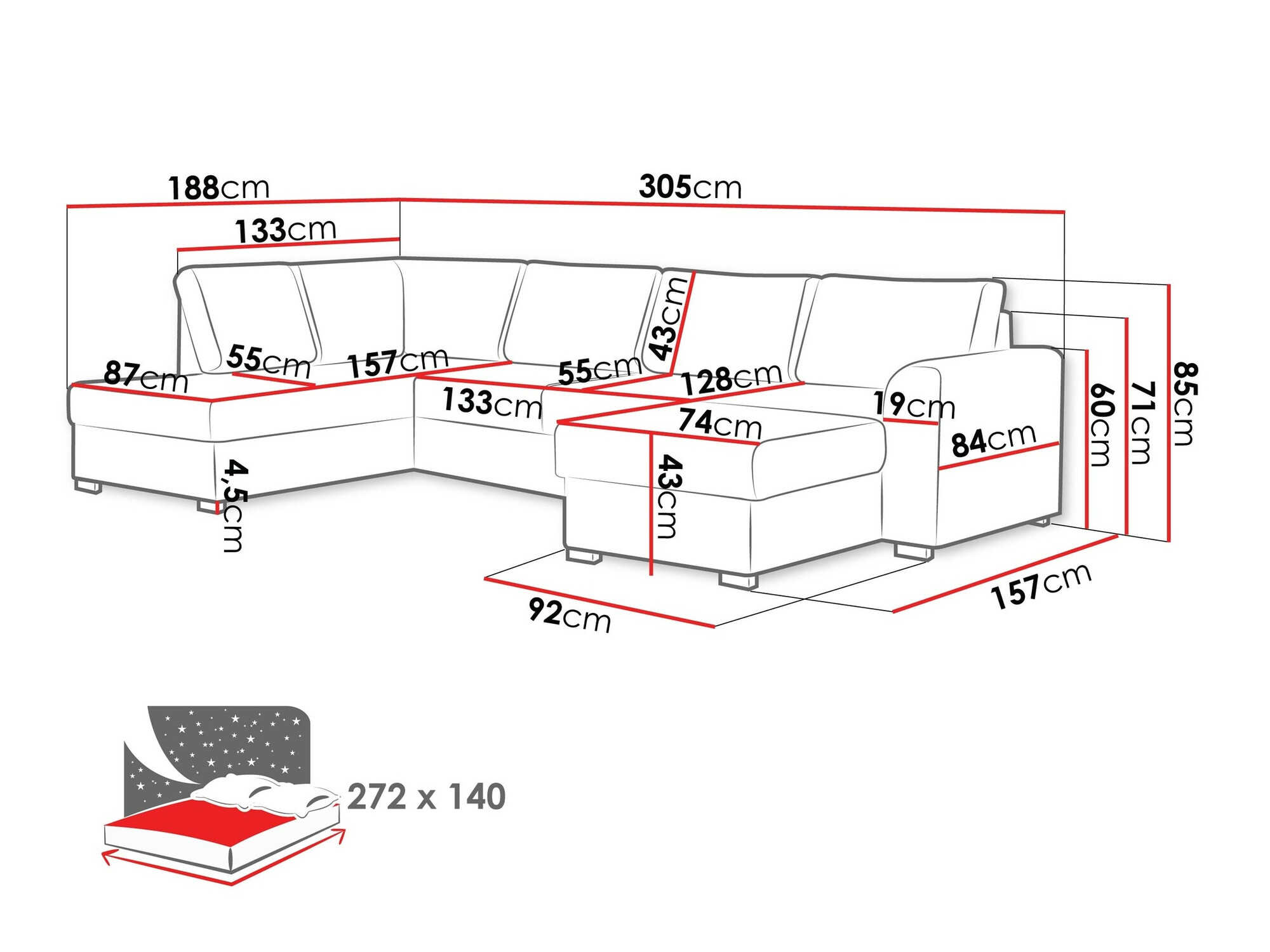 Ugaona sofa Comfivo 189 (Twist 21)
