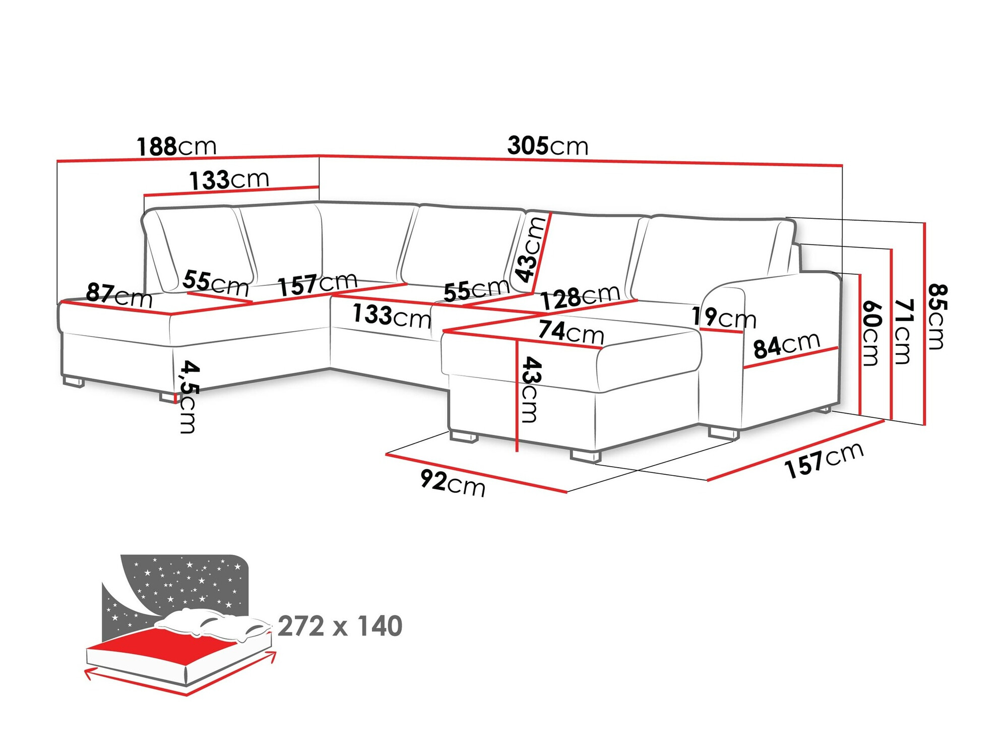 Ugaona sofa Comfivo 189 (Twist 23)