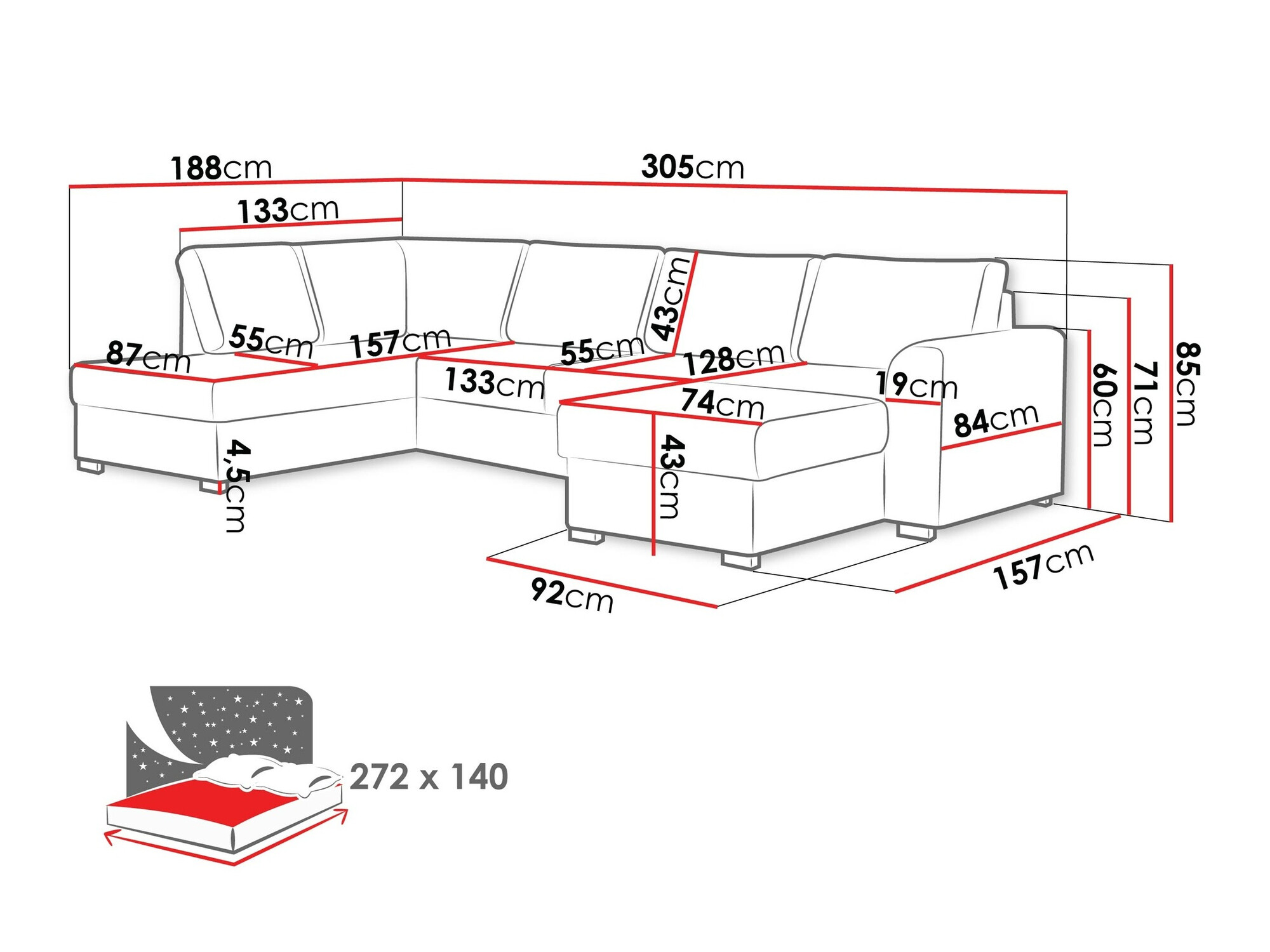 Ugaona sofa Comfivo 189 (Twist 23)