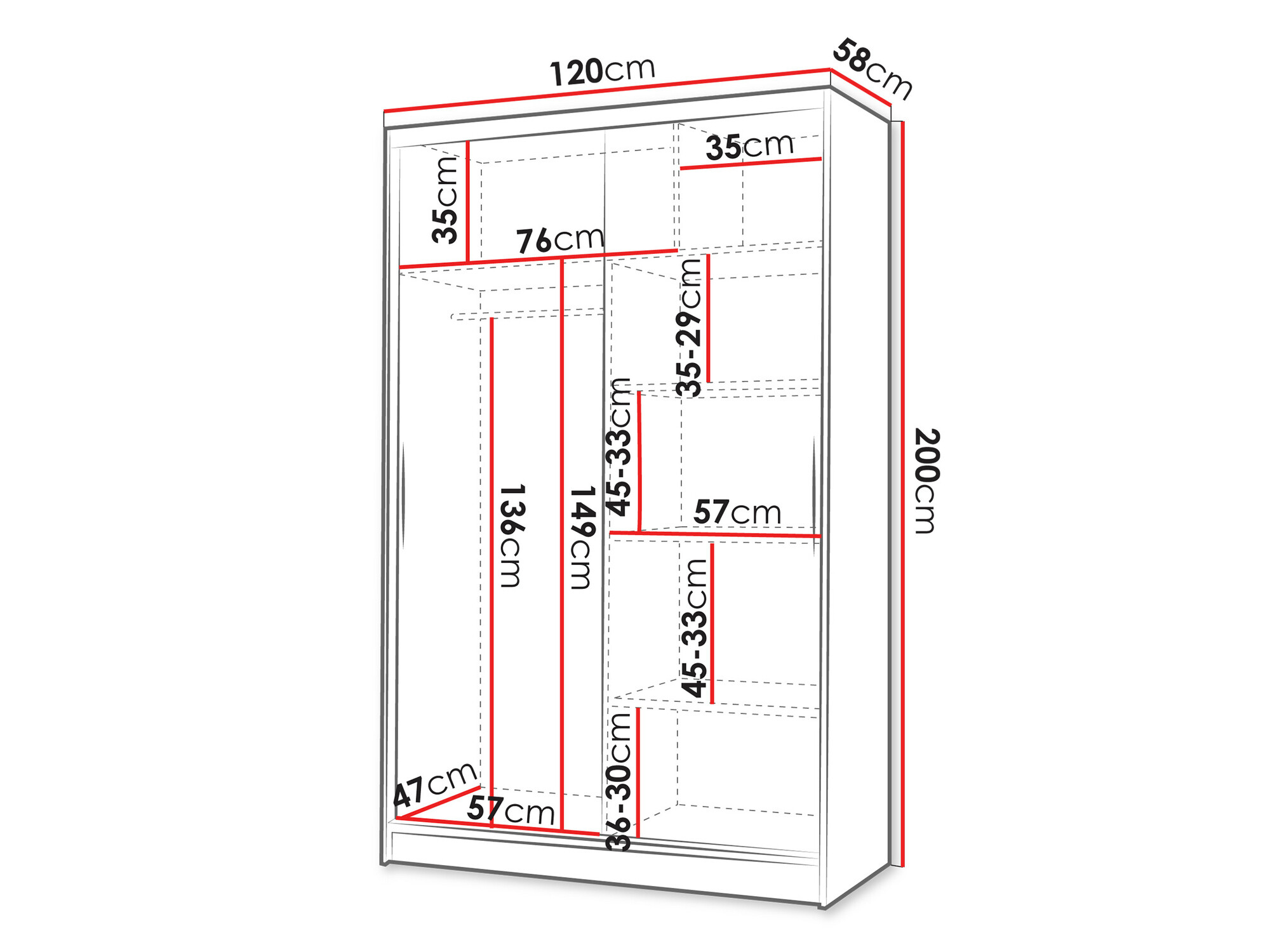 Ormar Closico 151 (Belo + Crno)