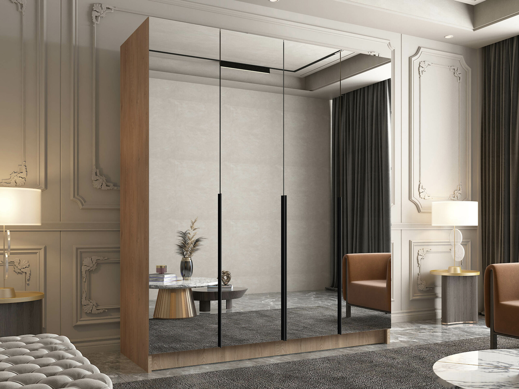 Ormar Closico 190 (Svetlo drvo + Crno)