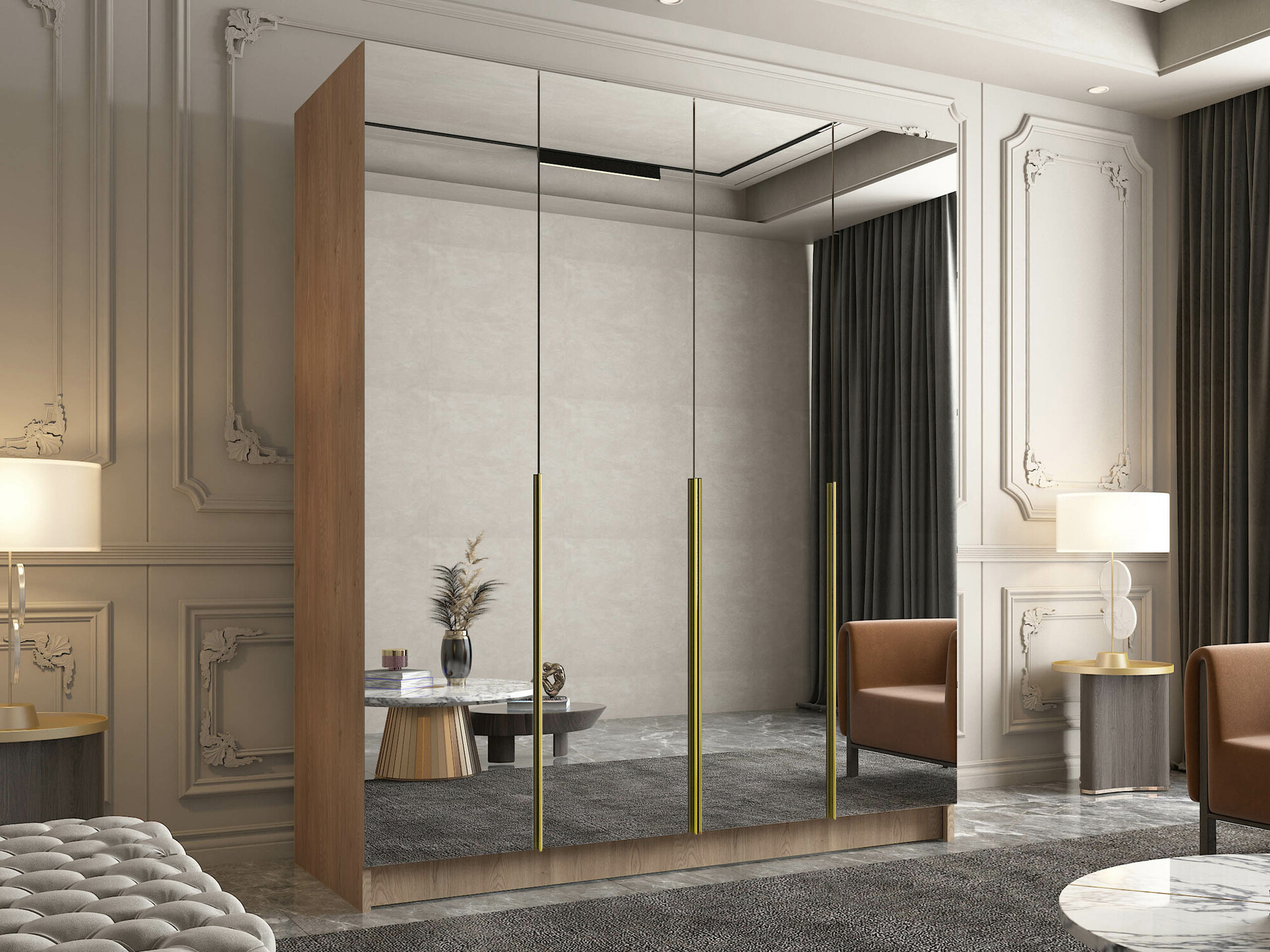 Ormar Closico 190 (Svetlo drvo + Zlatan)