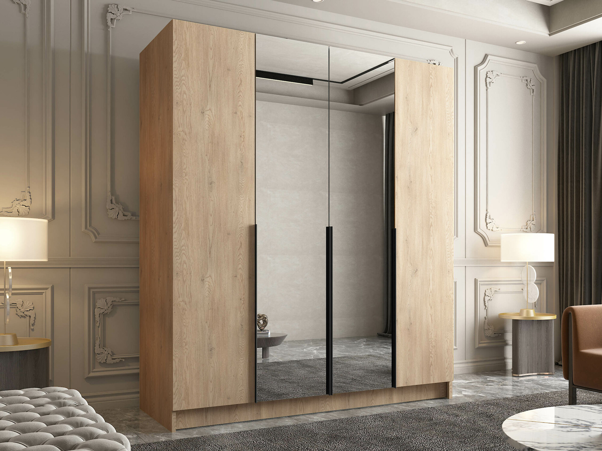 Ormar Closico 191 (Svetlo drvo + Crno)