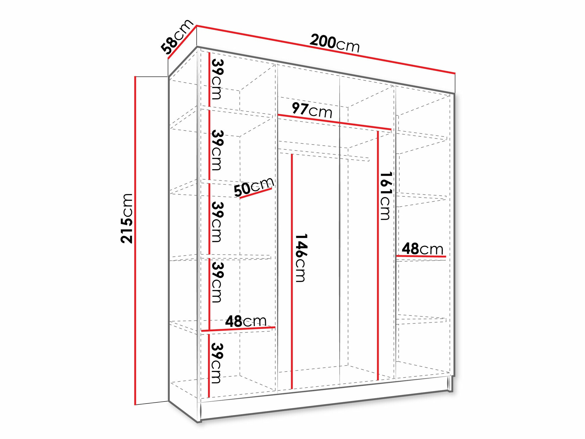 Ormar Closico 191 (Svetlo drvo + Crno)