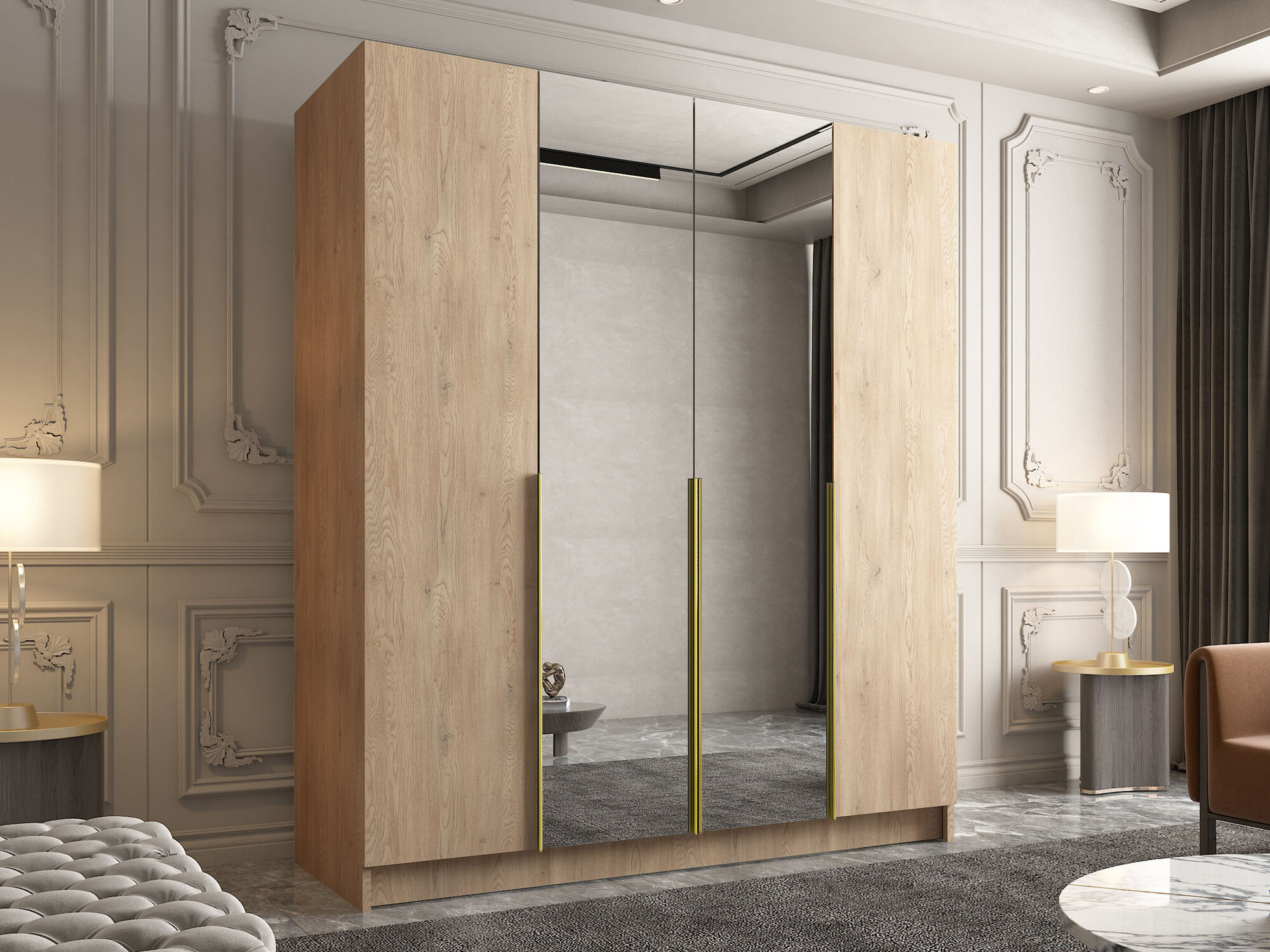 Ormar Closico 191 (Svetlo drvo + Zlatan)