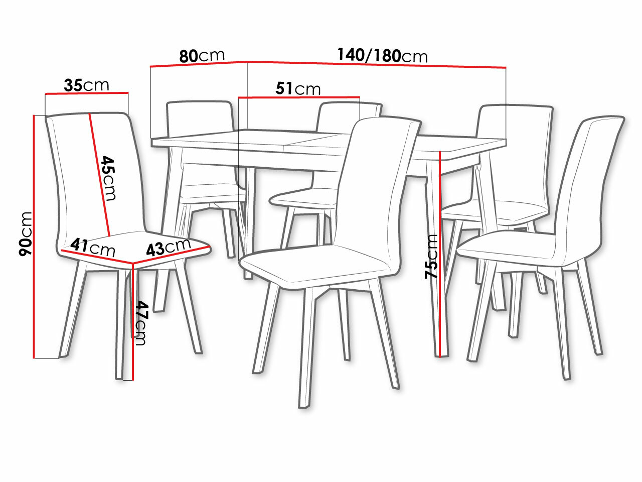 Trpezarijski set Victorville 335 (Belo)