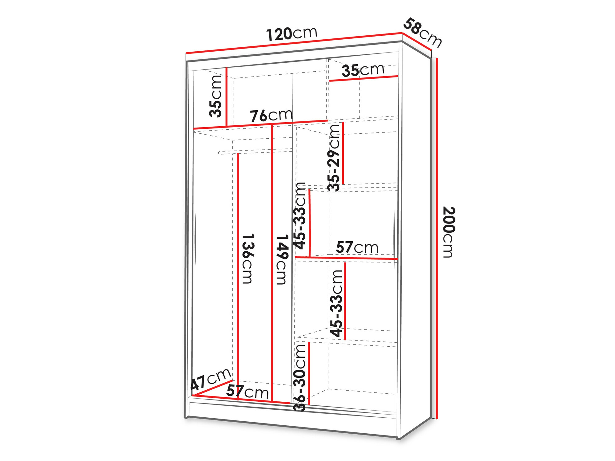Ormar Closico 147 (Crno + Artisan hrast)