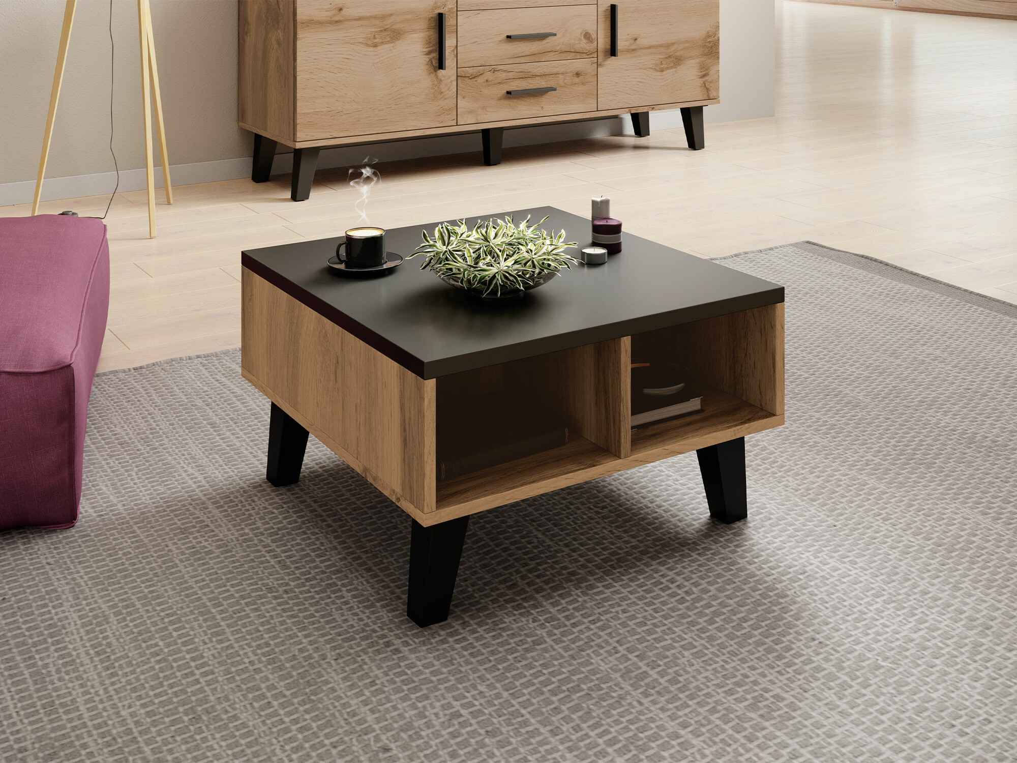 Stočić za kafu Larfloi 100 (Вотан храст + Crno)