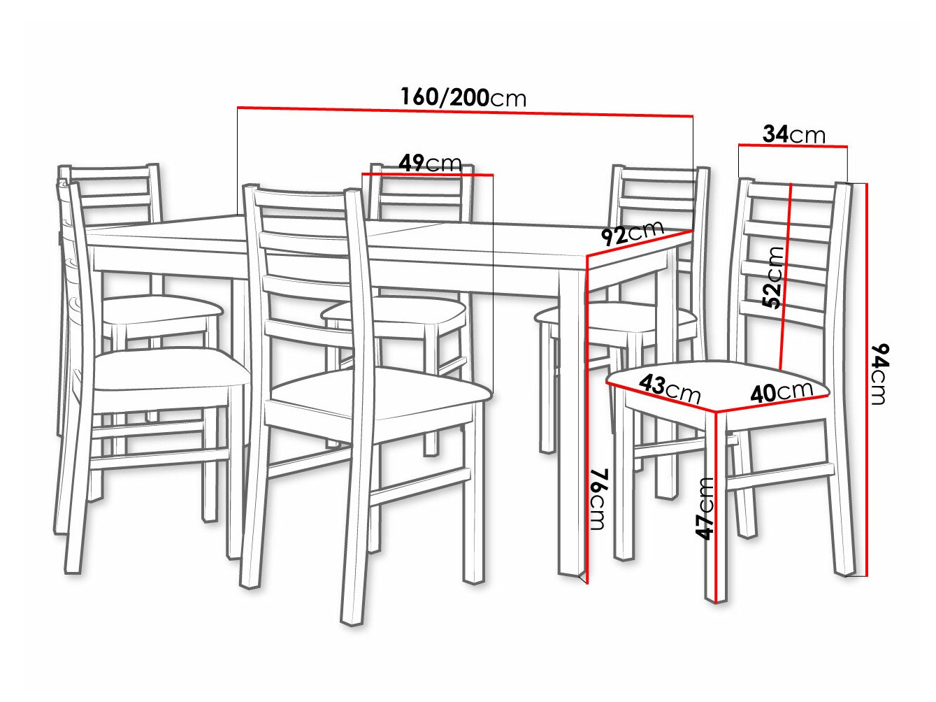 Trpezarijski set Victorville 261 (Belo)