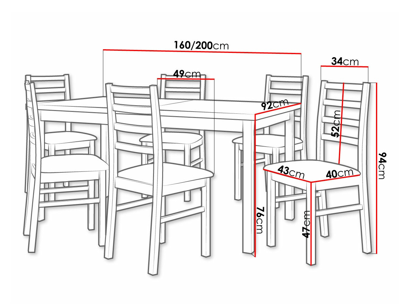 Trpezarijski set Victorville 261 (Belo)