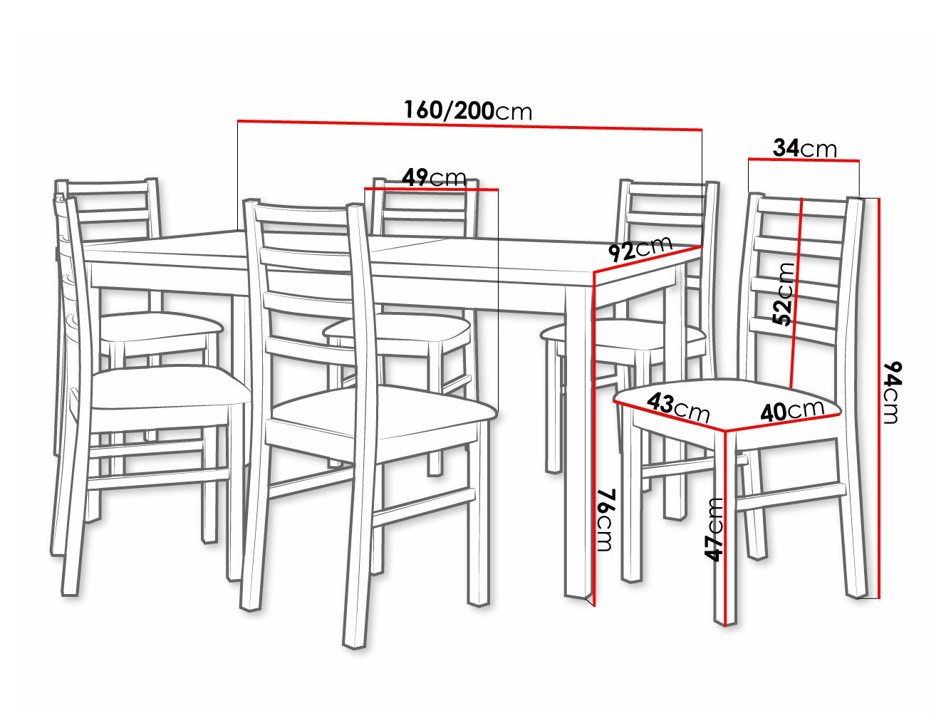 Trpezarijski set Victorville 261 (Orah)