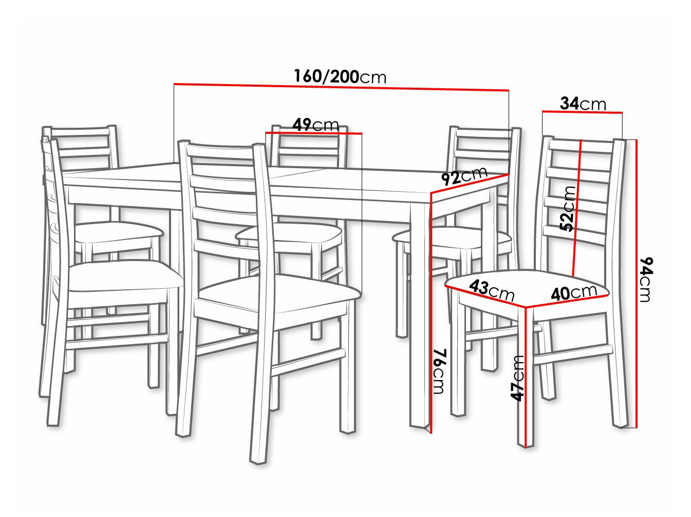 Trpezarijski set Victorville 261 (Orah)