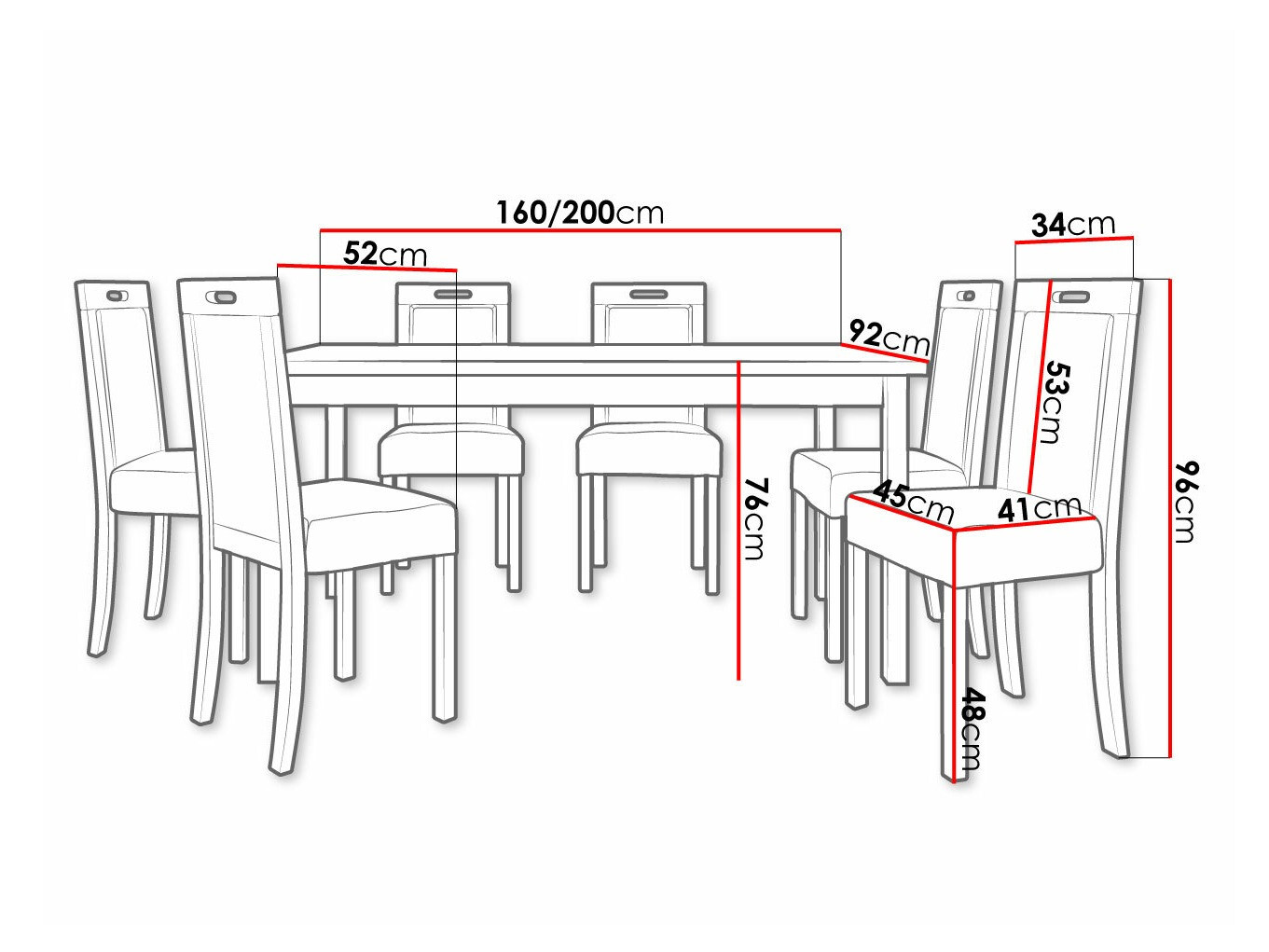 Trpezarijski set Victorville 262 (Belo)