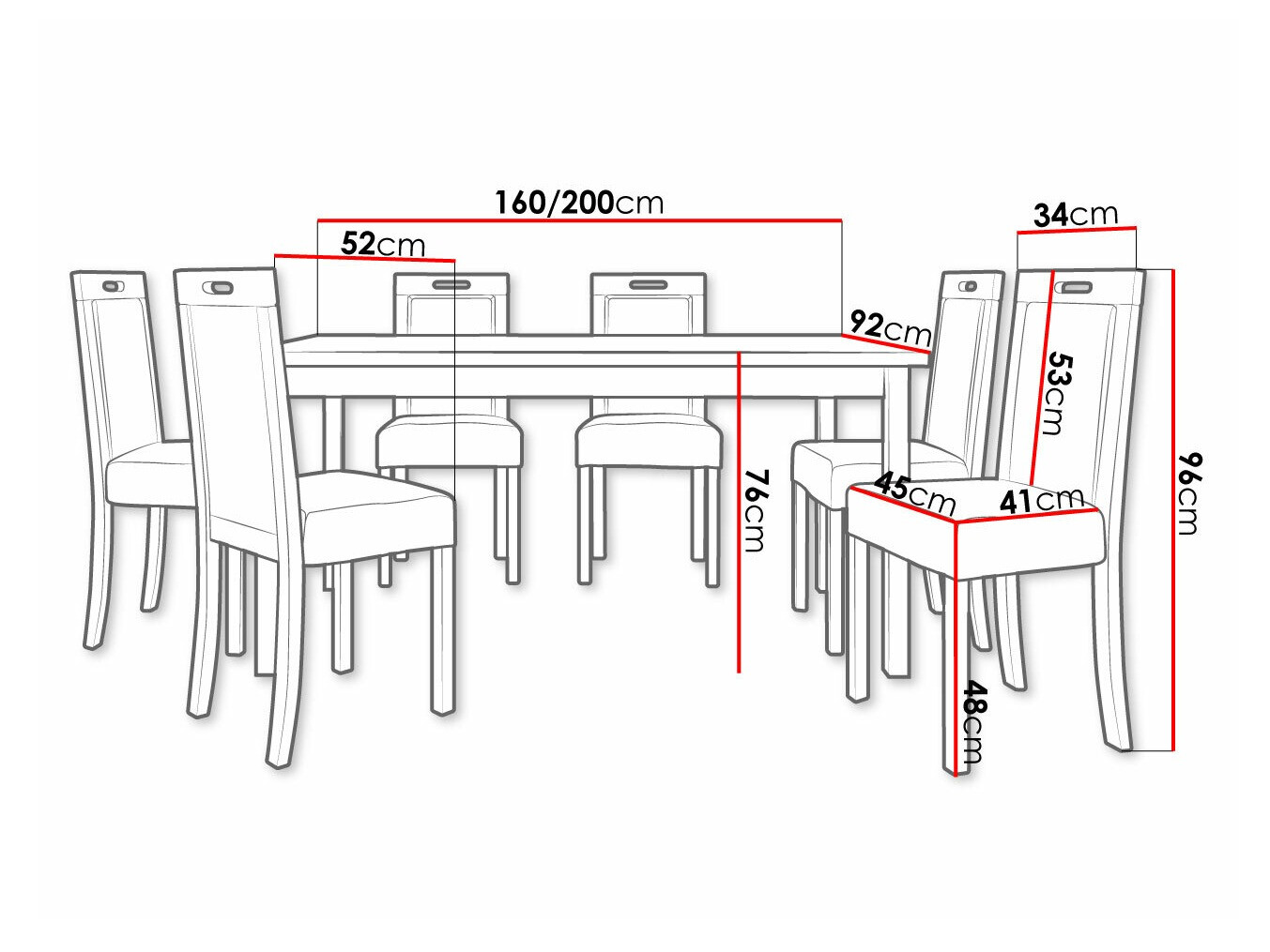 Trpezarijski set Victorville 262 (Orah)