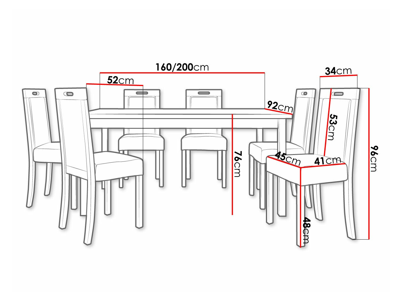 Trpezarijski set Victorville 262 (Orah)