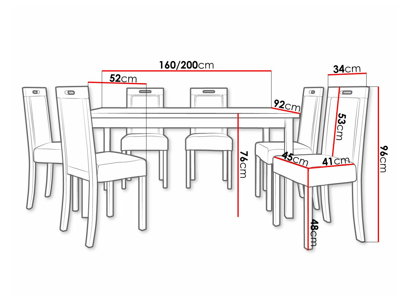 Trpezarijski set Victorville 262 (Orah)